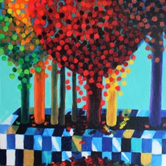 Fantasy Tree Garden, Mixed Media on Canvas