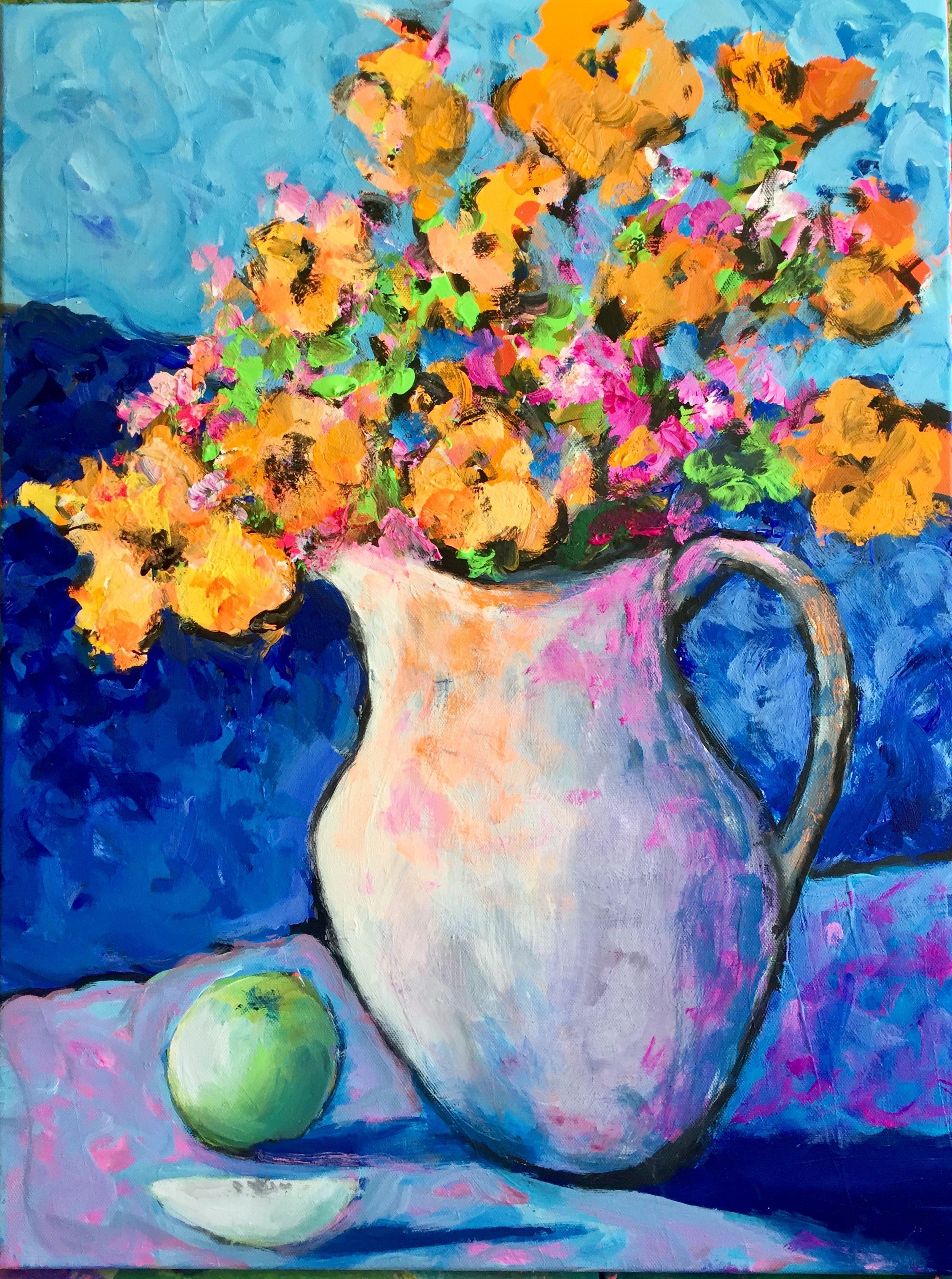 Brent Hanson Still-Life Painting - Garden Pitcher, Painting, Acrylic on Canvas