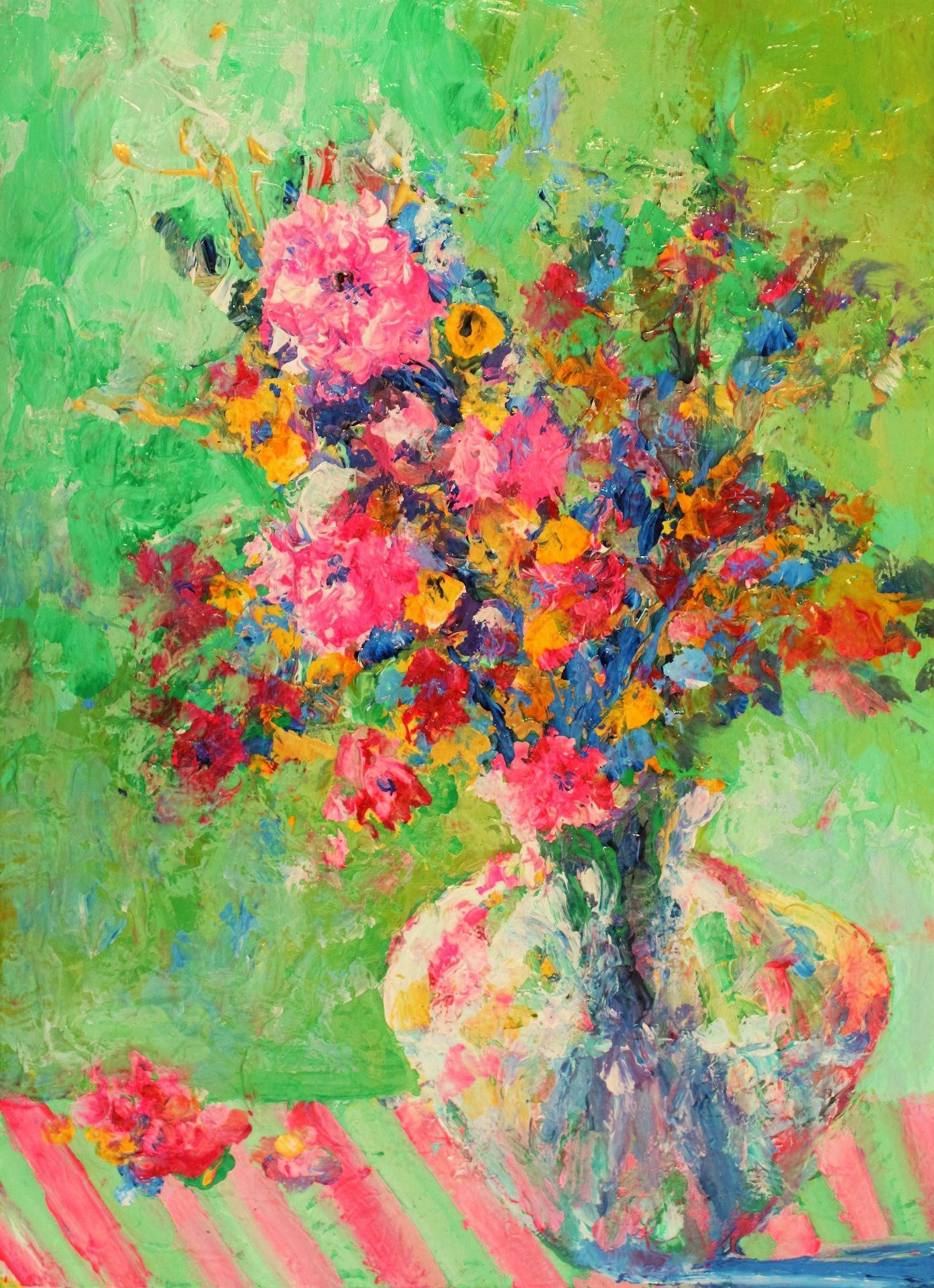 Abstract Painting di Brent Hanson - In the Green Room, Pittura, Acrilico su carta