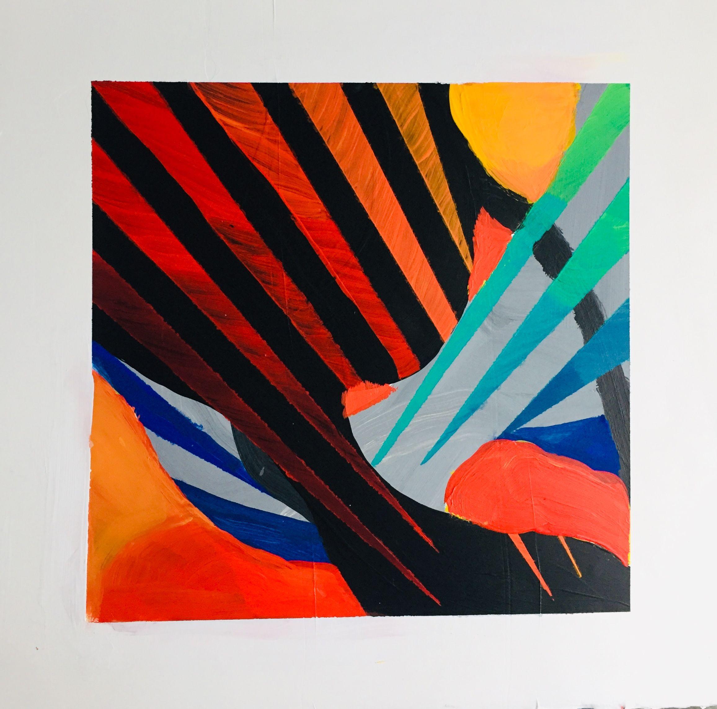 Abstract Painting di Brent Hanson - Oltre il fiume, Pittura, Acrilico su carta