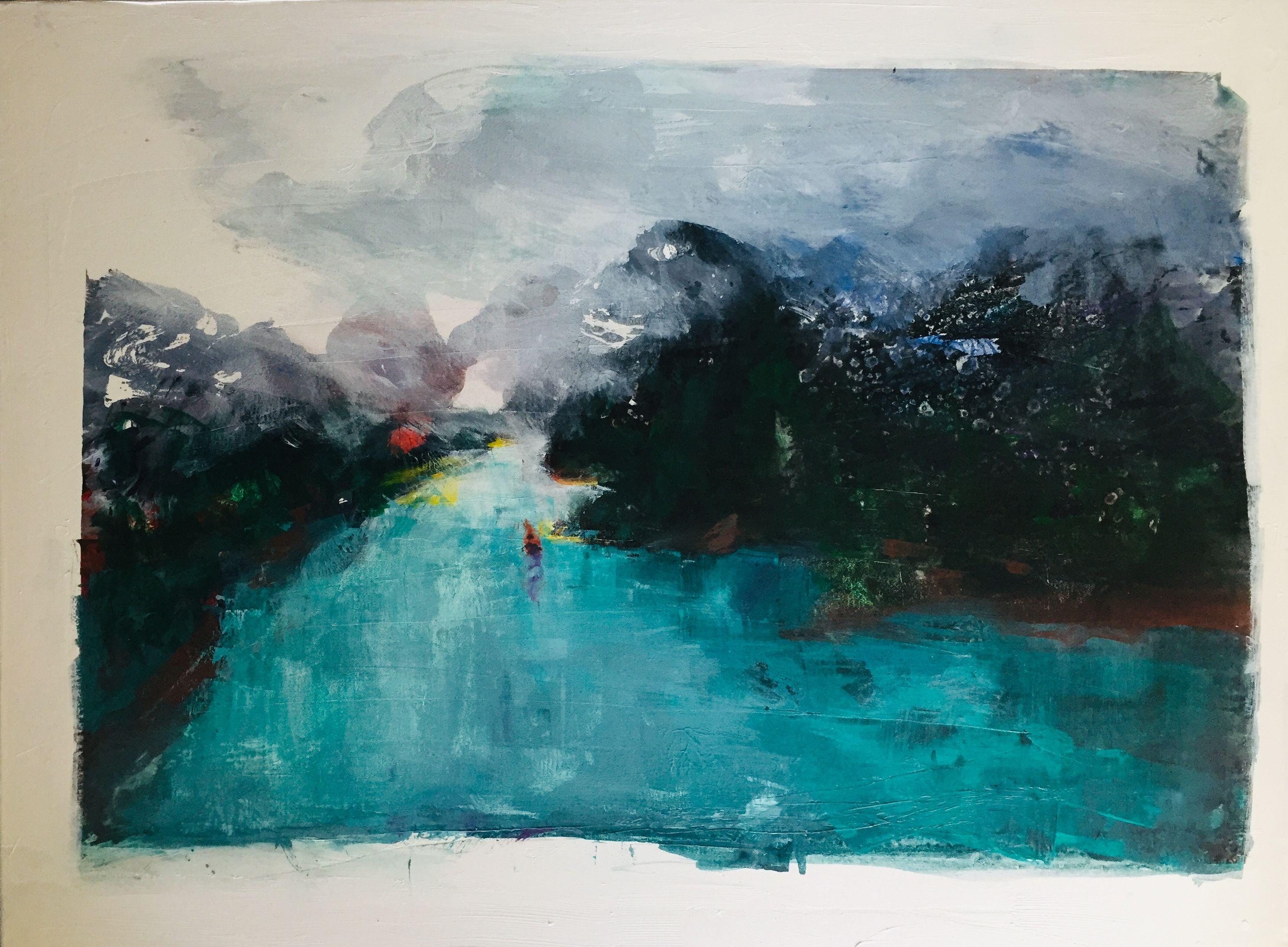 Landscape Painting di Brent Hanson - Boa rossa, Pittura, Acrilico su tela