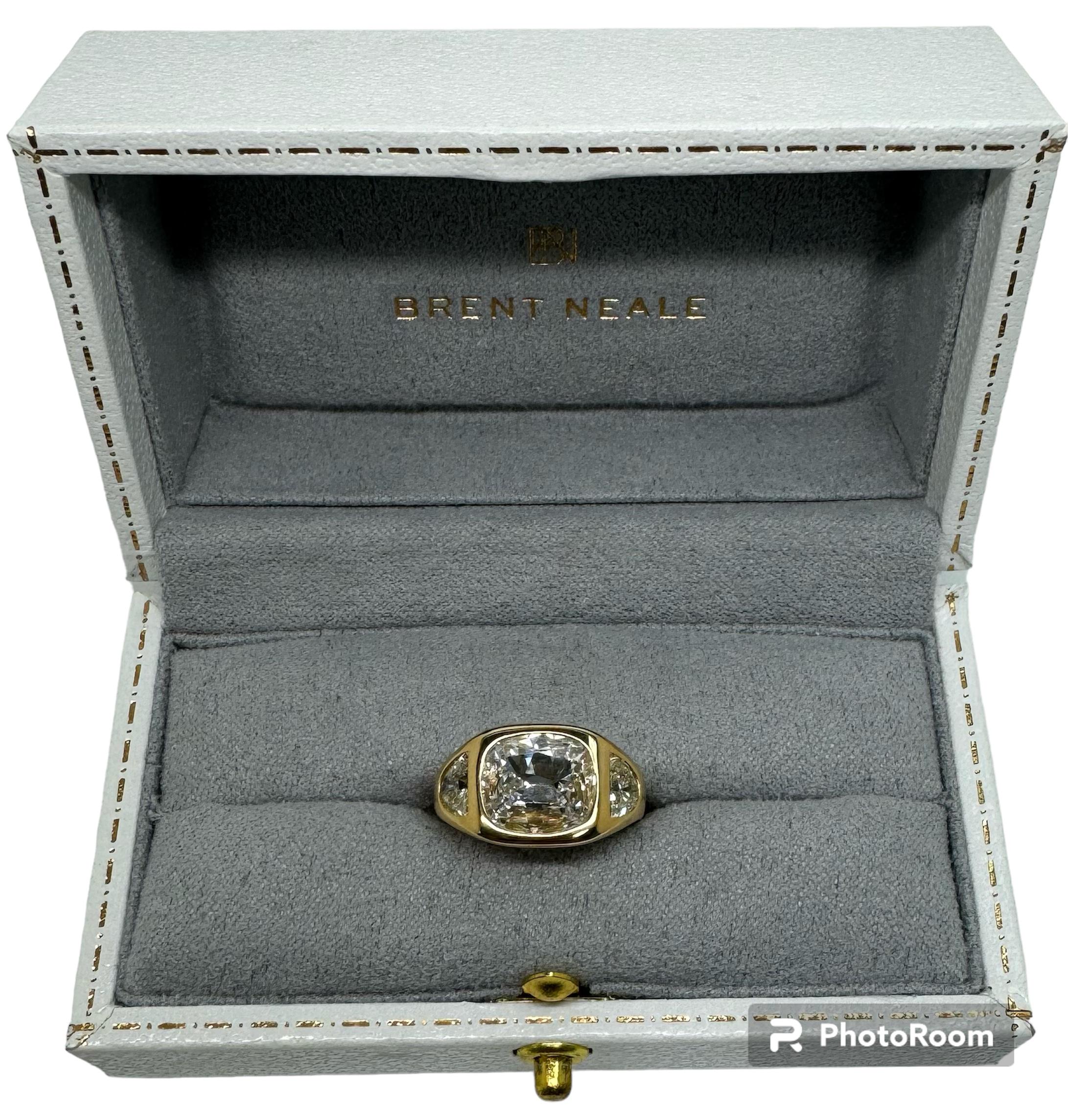 Contemporary Brent Neale 2.44 Carat Cushion Brilliant Cut Diamond Engagement Ring
