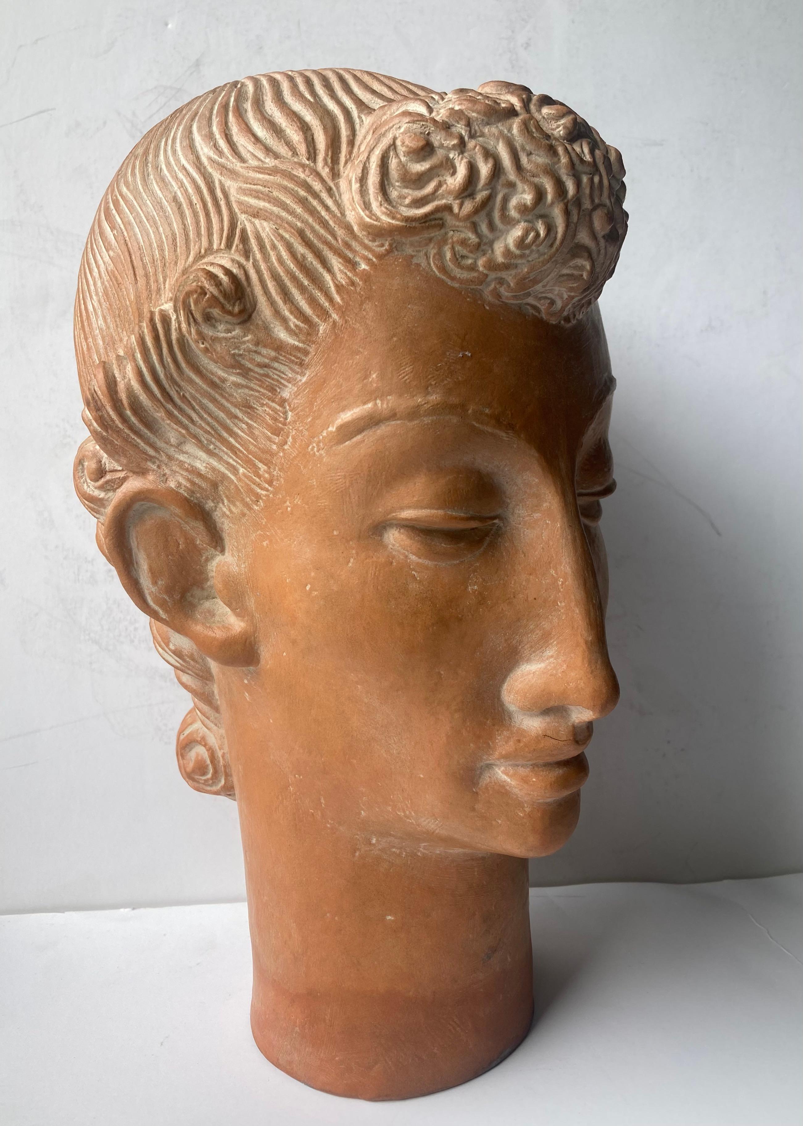 20th Century Brents Carlton  Art Deco terracotta/ ceramic sculpture of girl. signed For Sale