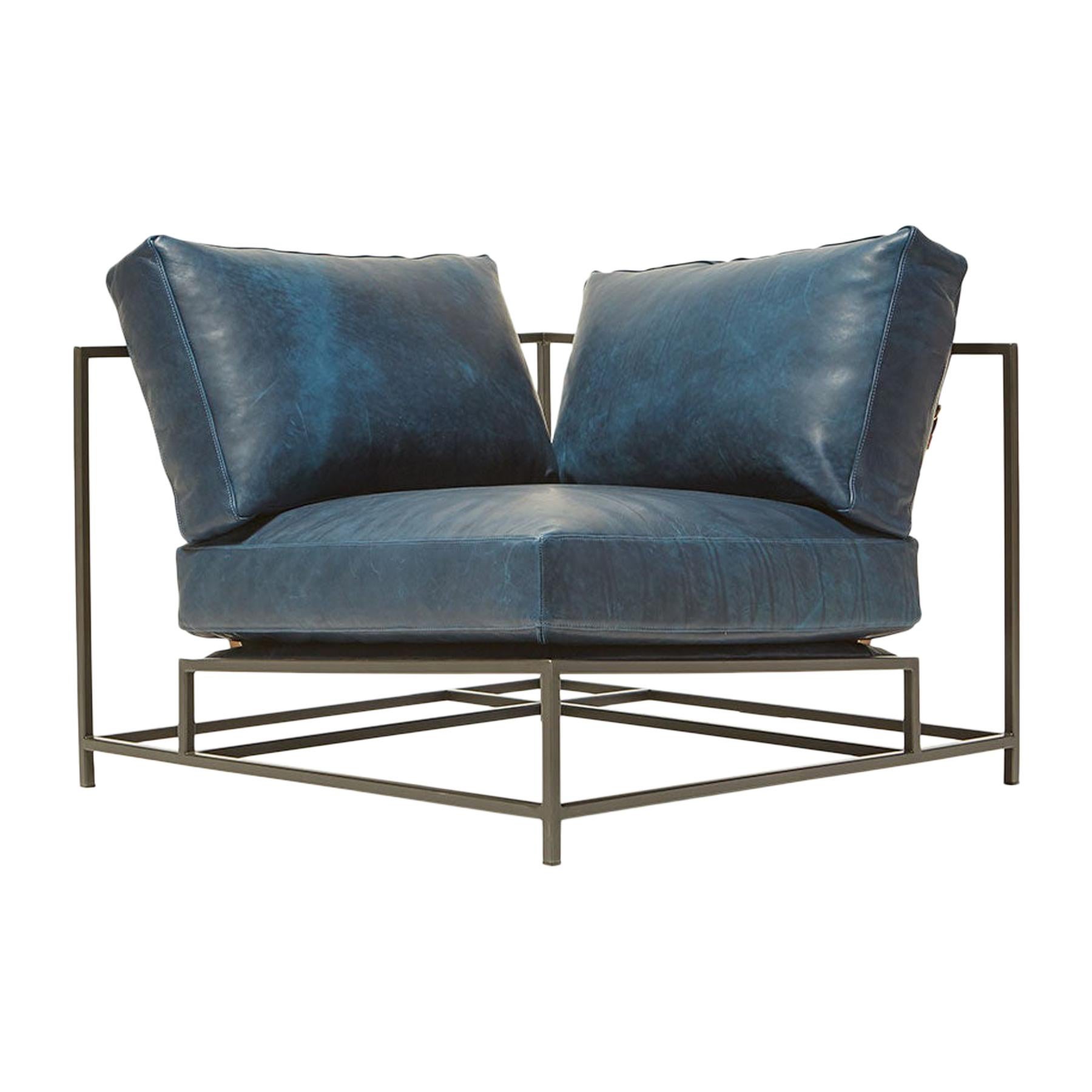 Brentwood Navy and Blackened Steel Corner Chair