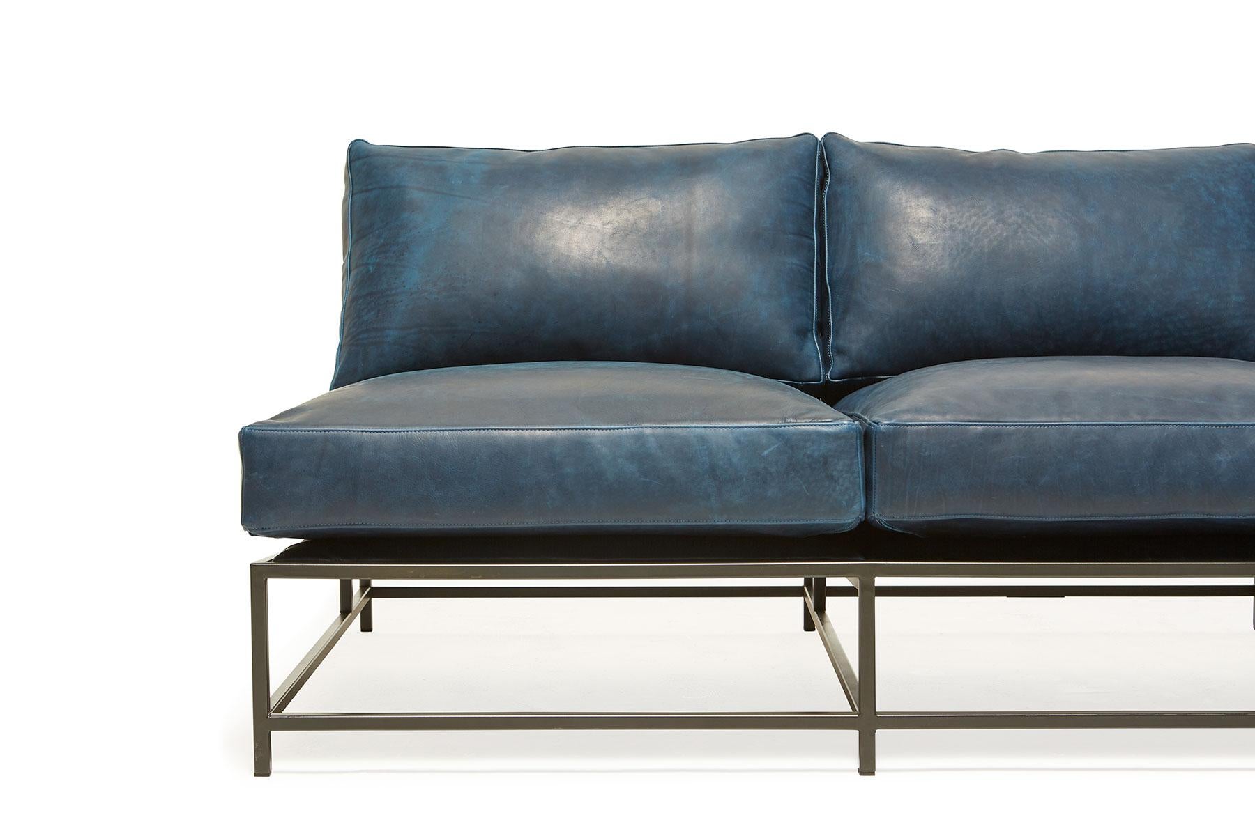 armless leather sofa