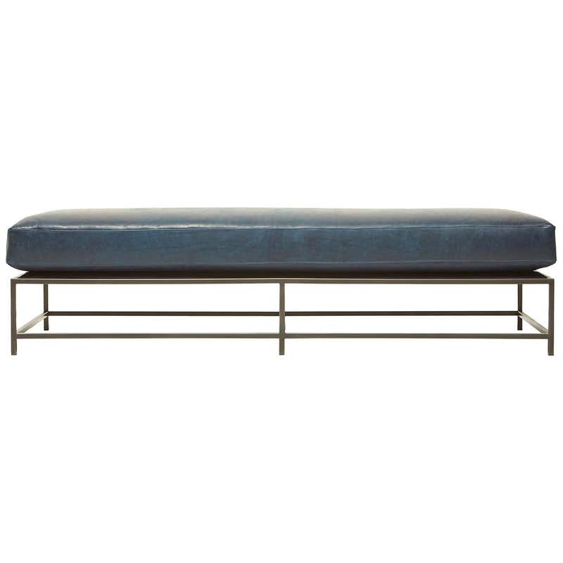 Dark Olive Heavy Canvas and Blackened Steel Extra Large Bench For Sale ...