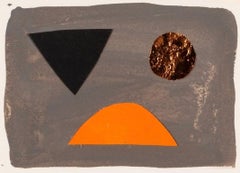Tarjeta de Navidad (Gris oscuro con tres recortes pintados) Pintura de Breon O'Casey