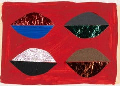 Tarjeta de Navidad (Roja), Pintura gouache y collage de Breon O'Casey