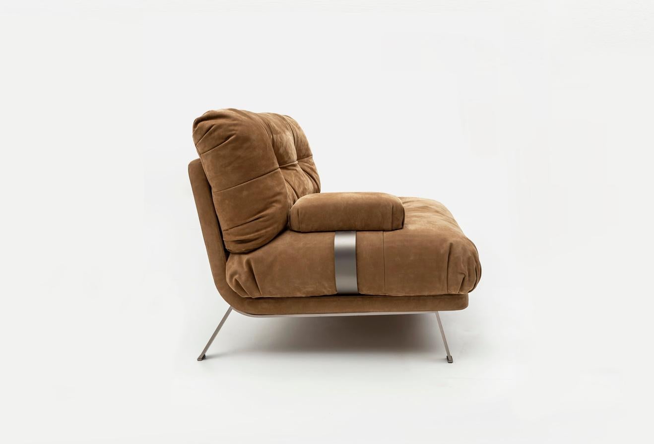 Italian Brera Armchair - a Large Armchair with Minimal Metal Structure For Sale