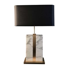Brera Carrara Table Lamp with Black Cotton Shade