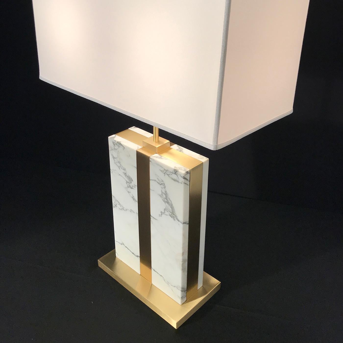 Brera Carrara Table Lamp with Ivory Parchment Shade In New Condition In Milan, IT