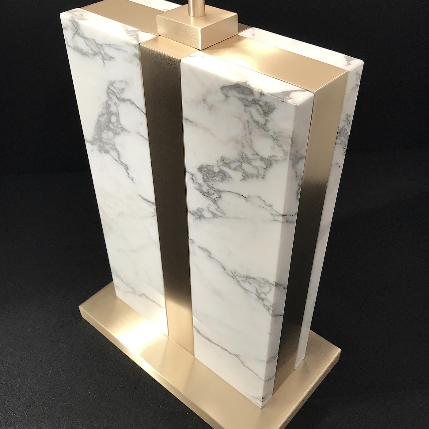 Italian Brera Carrara Table Lamp with Ivory Silk Shade