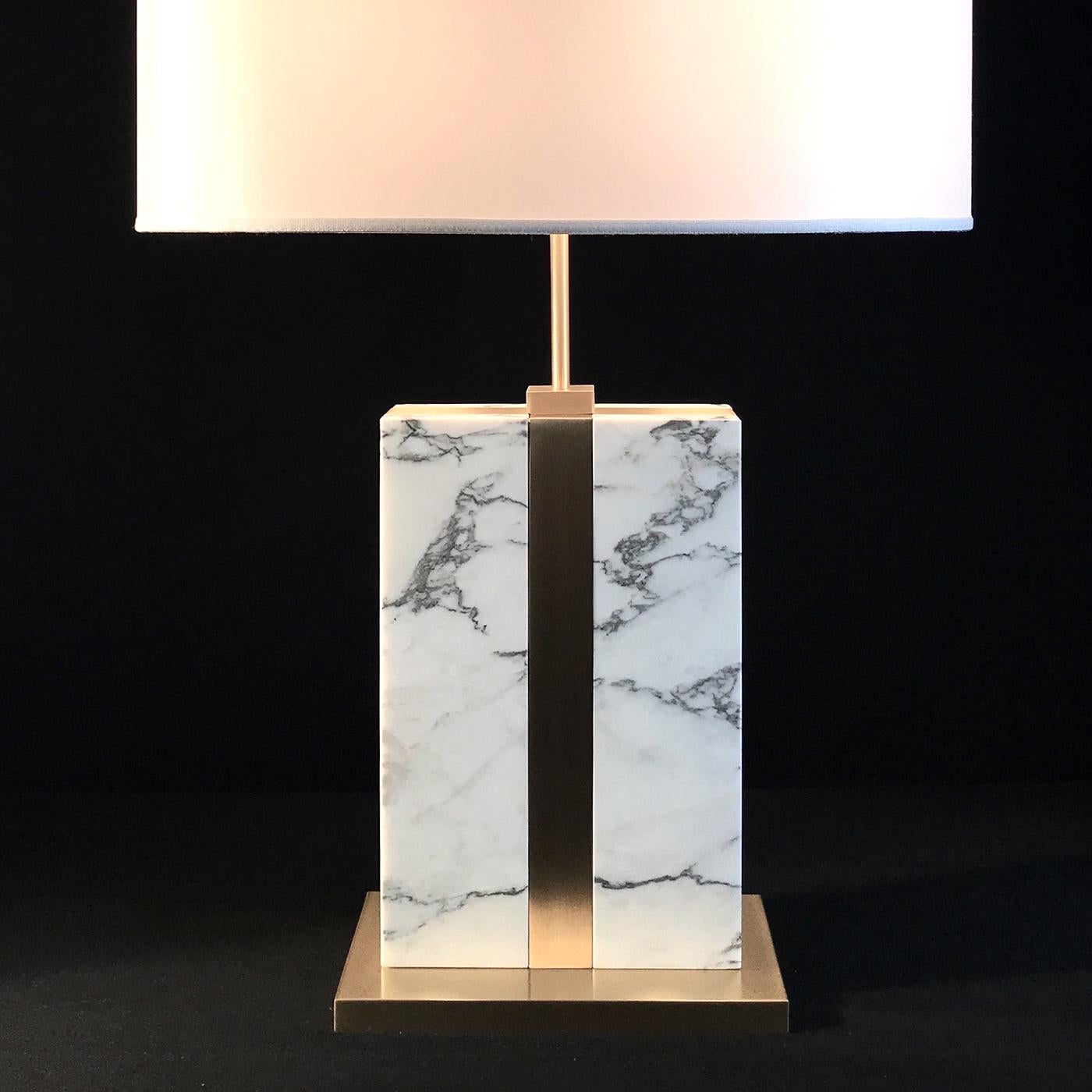 Brera Carrara Table Lamp with Ivory Silk Shade In New Condition In Milan, IT