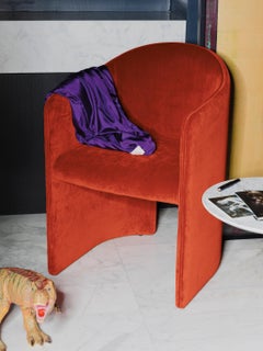 Brera, chaise arrondie en velours avec rainure, DainelliStudio pour Somaschini, Italie