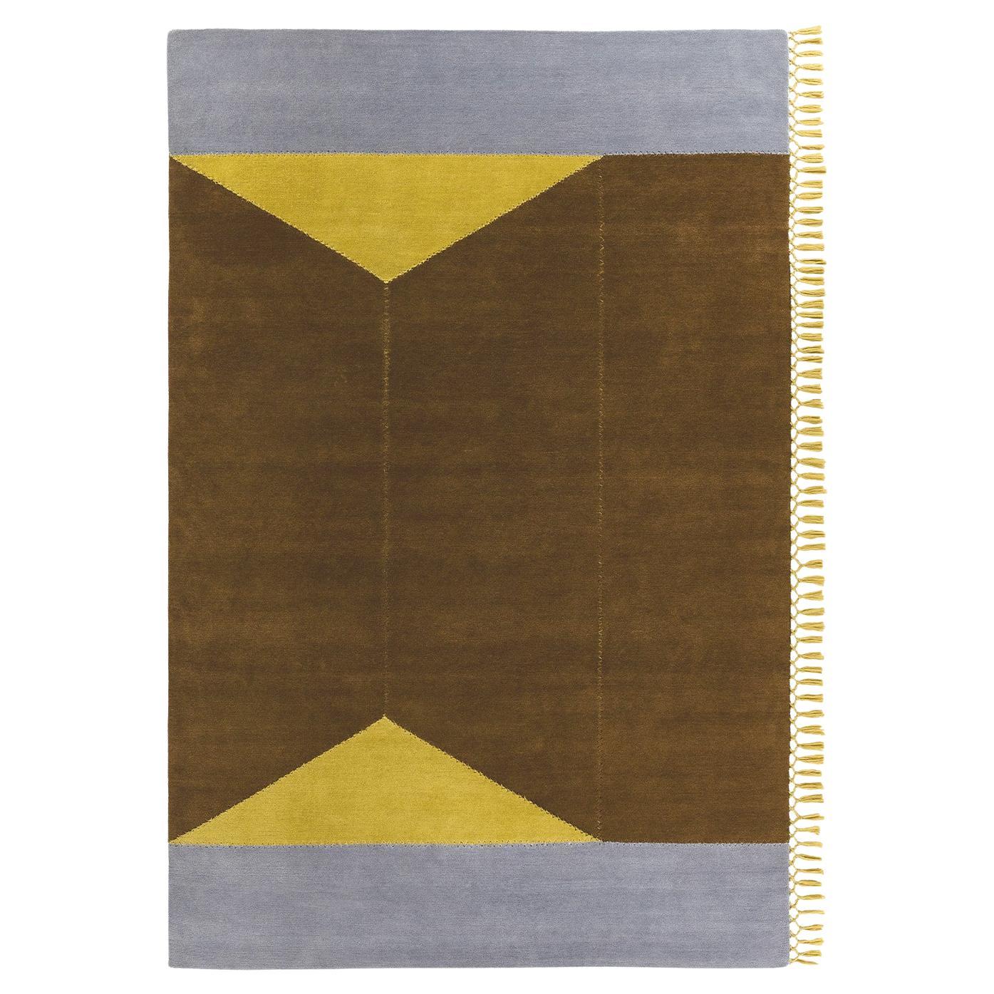 Brera Terrazze Rectangular Rug in Hand-knotted Wool with Fringe by Mohebban