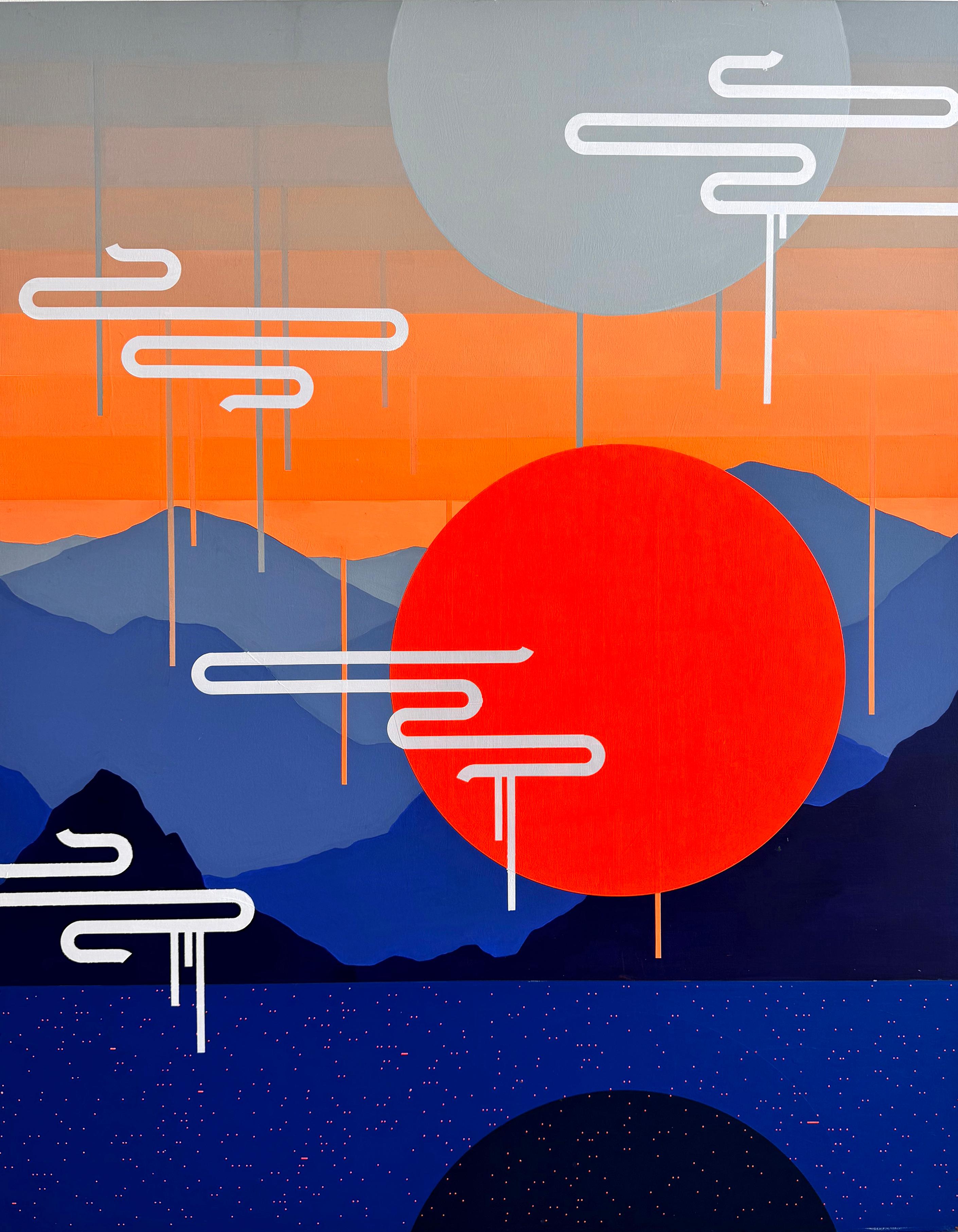 Abstract Painting de Bret Hanson - "Al filo de la Tierra"  acrílico sobre lienzo montado en panel de madera