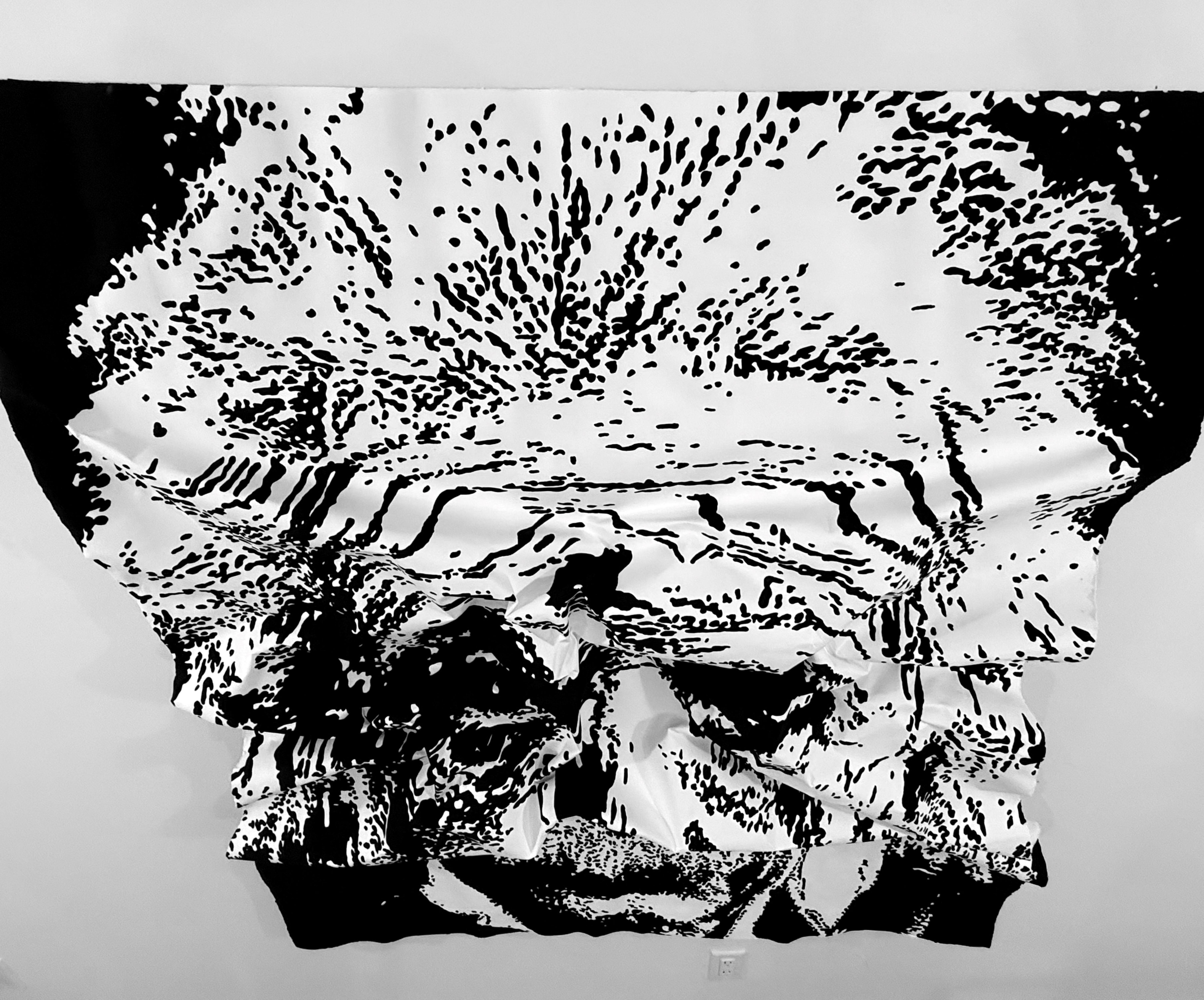 Crumpled Einstein - Gray Abstract Painting by Bret Reilly