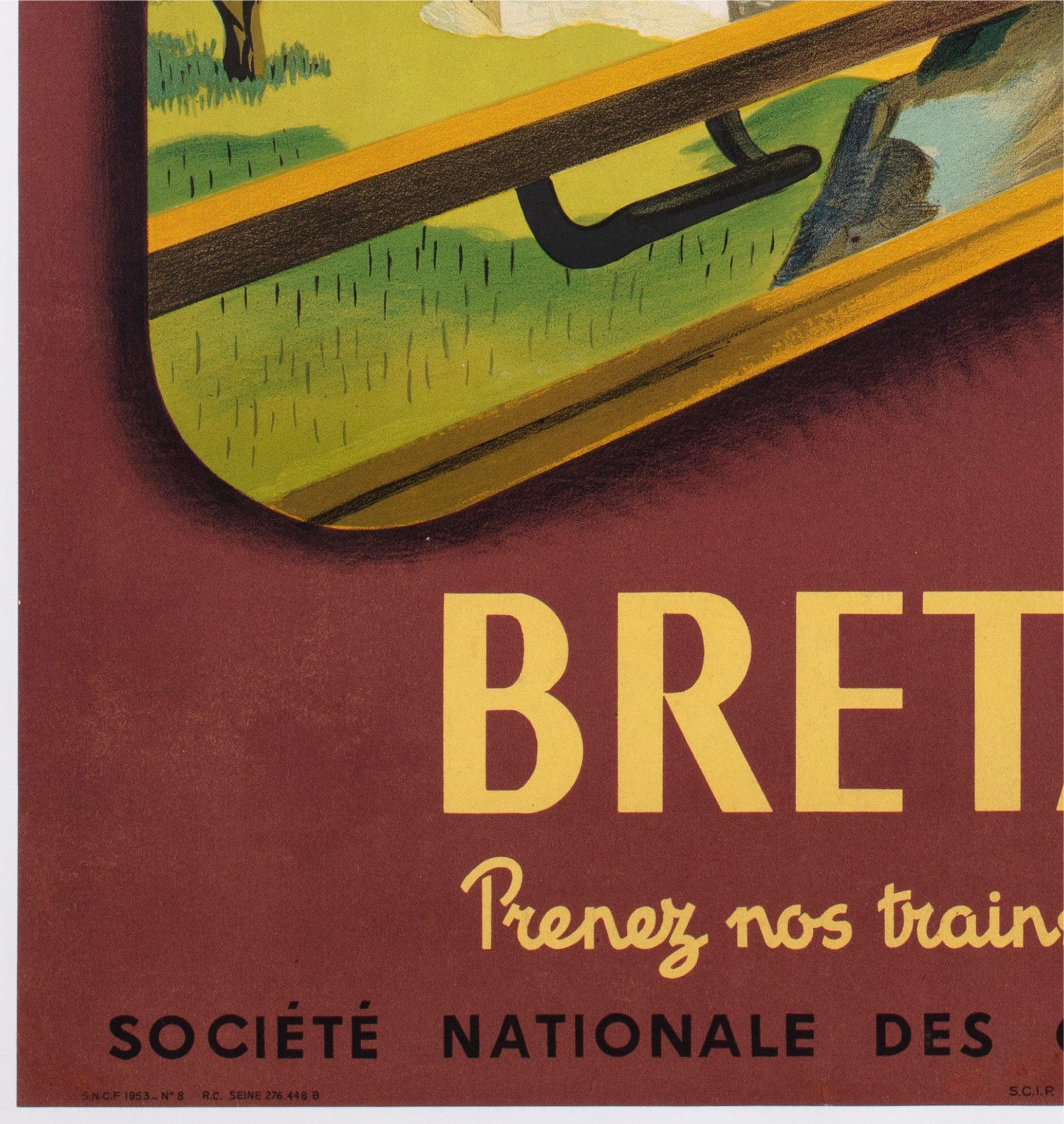 Bretagne 1953 SNCF French Railway Reise-Werbeplakat, Jean Garcia im Angebot 1