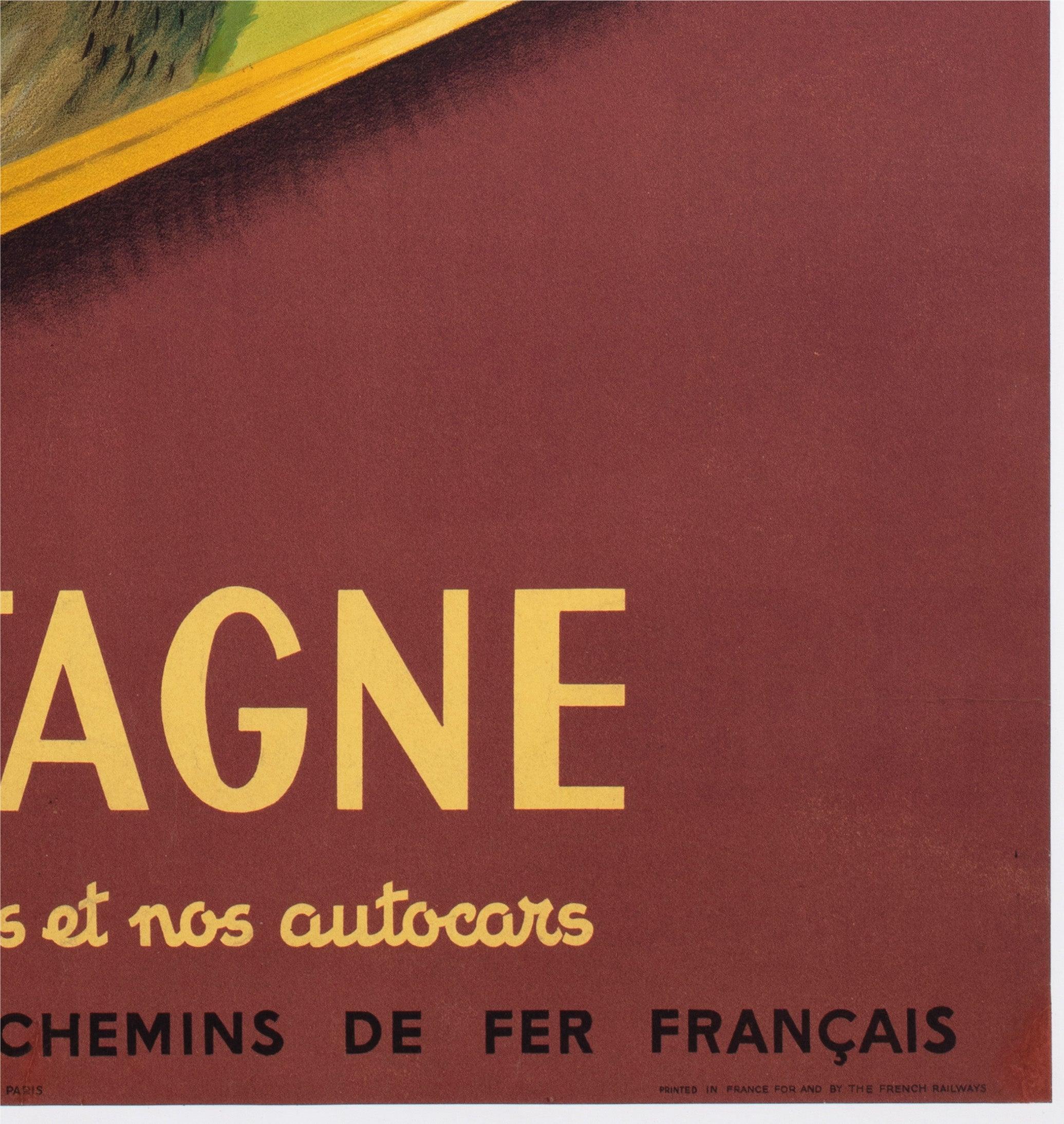 Bretagne 1953 SNCF French Railway Reise-Werbeplakat, Jean Garcia im Angebot 2