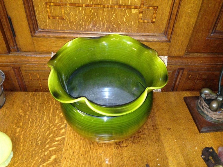Hand-Crafted Bretby. a Large English Arts and Crafts Planter with Green Fading to Yellow Body For Sale
