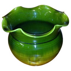 Bretby. a Large English Arts and Crafts Planter with Green Fading to Yellow Body
