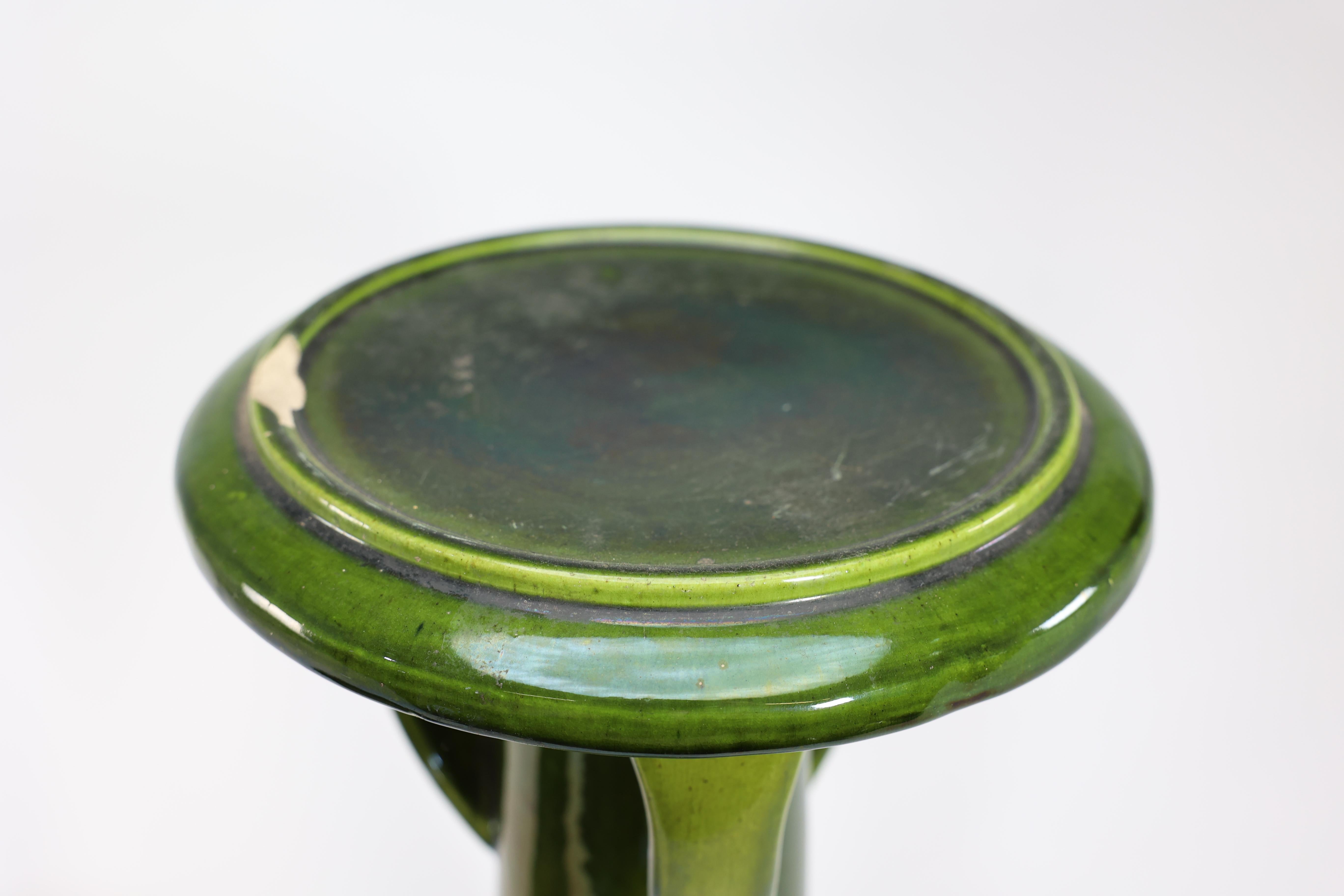 Bretby. An Arts and Crafts green planter and stand both stamped Bretby. For Sale 8