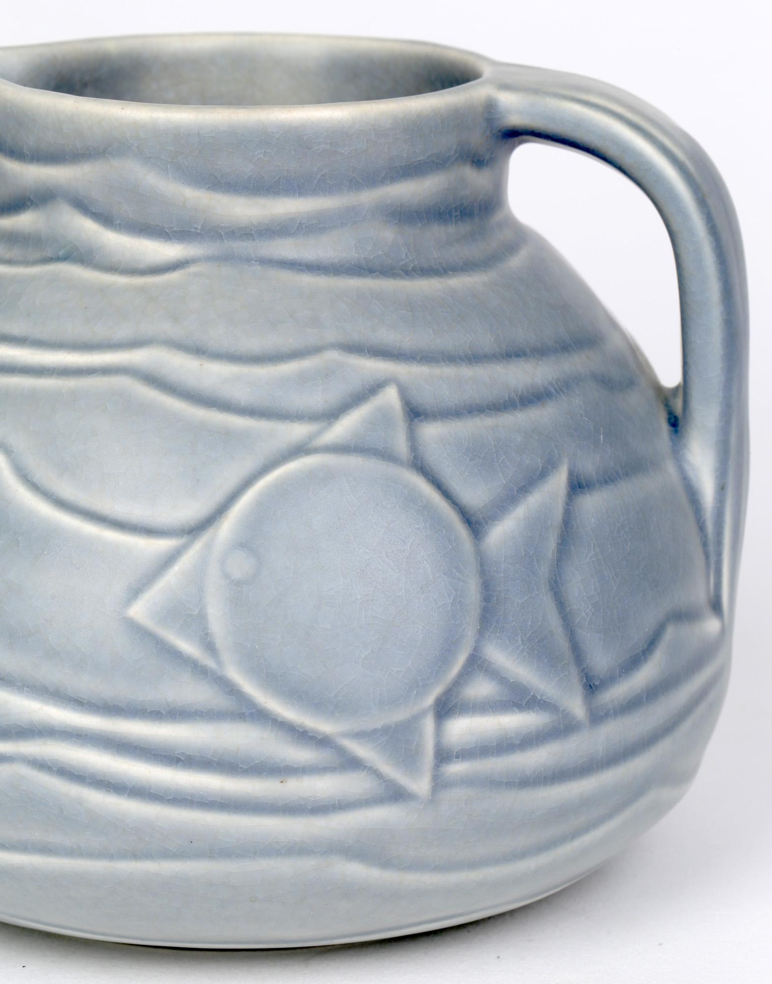 Bretby Art Deco Pottery Jug with Stylized Fish Pattern 5