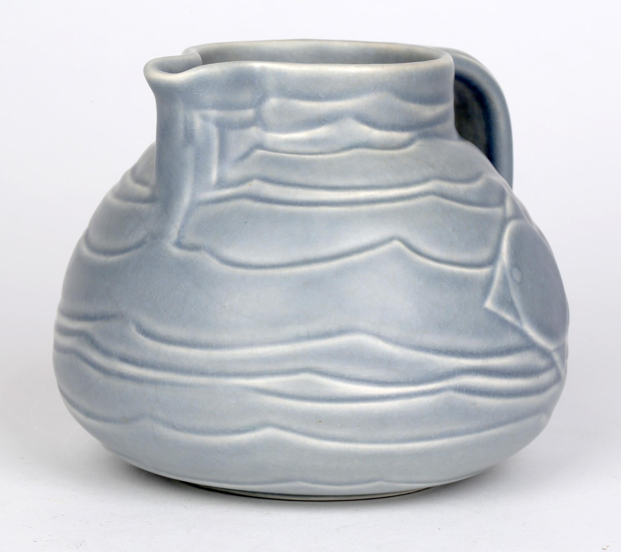 Bretby Art Deco Pottery Jug with Stylized Fish Pattern 6