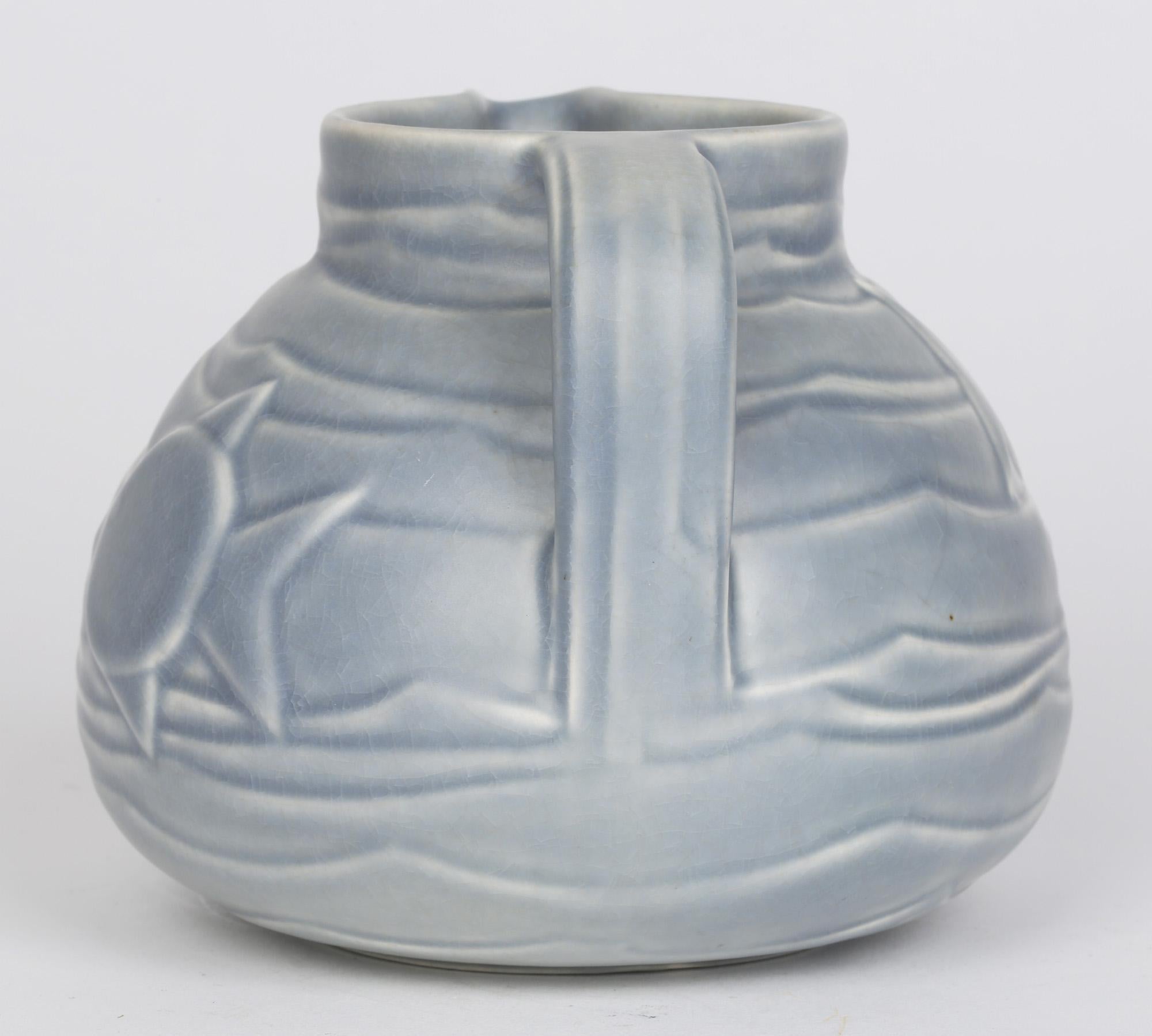 Bretby Art Deco Pottery Jug with Stylized Fish Pattern 1