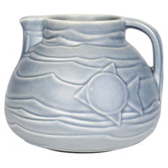 Bretby Art Deco Pottery Jug with Stylized Fish Pattern