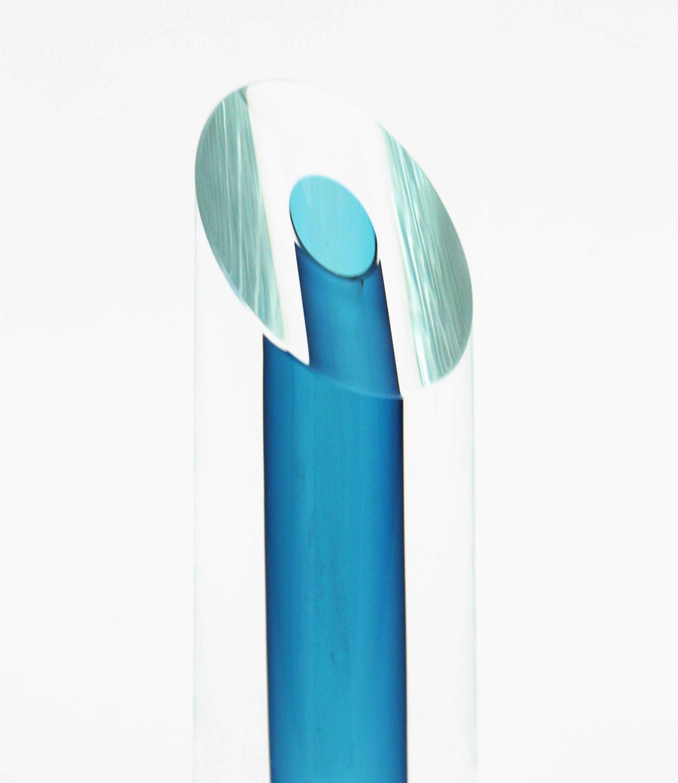 Bretislav Novak Blue and Clear Sommerso Art Glass Vase For Sale 1