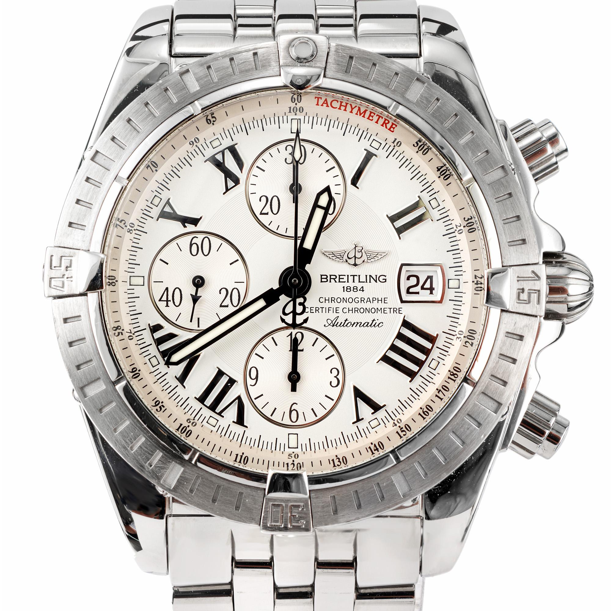 Bretitling Stainless Steel Chronomat Mens Wristwatch In Good Condition For Sale In Stamford, CT
