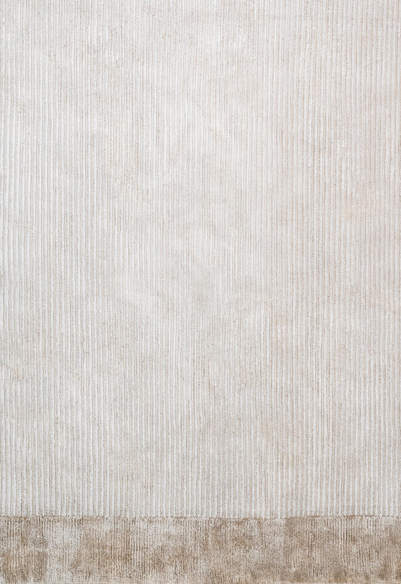 Minimalist Breton Beige, Hand Knotted Bamboo-Silk Rug For Sale