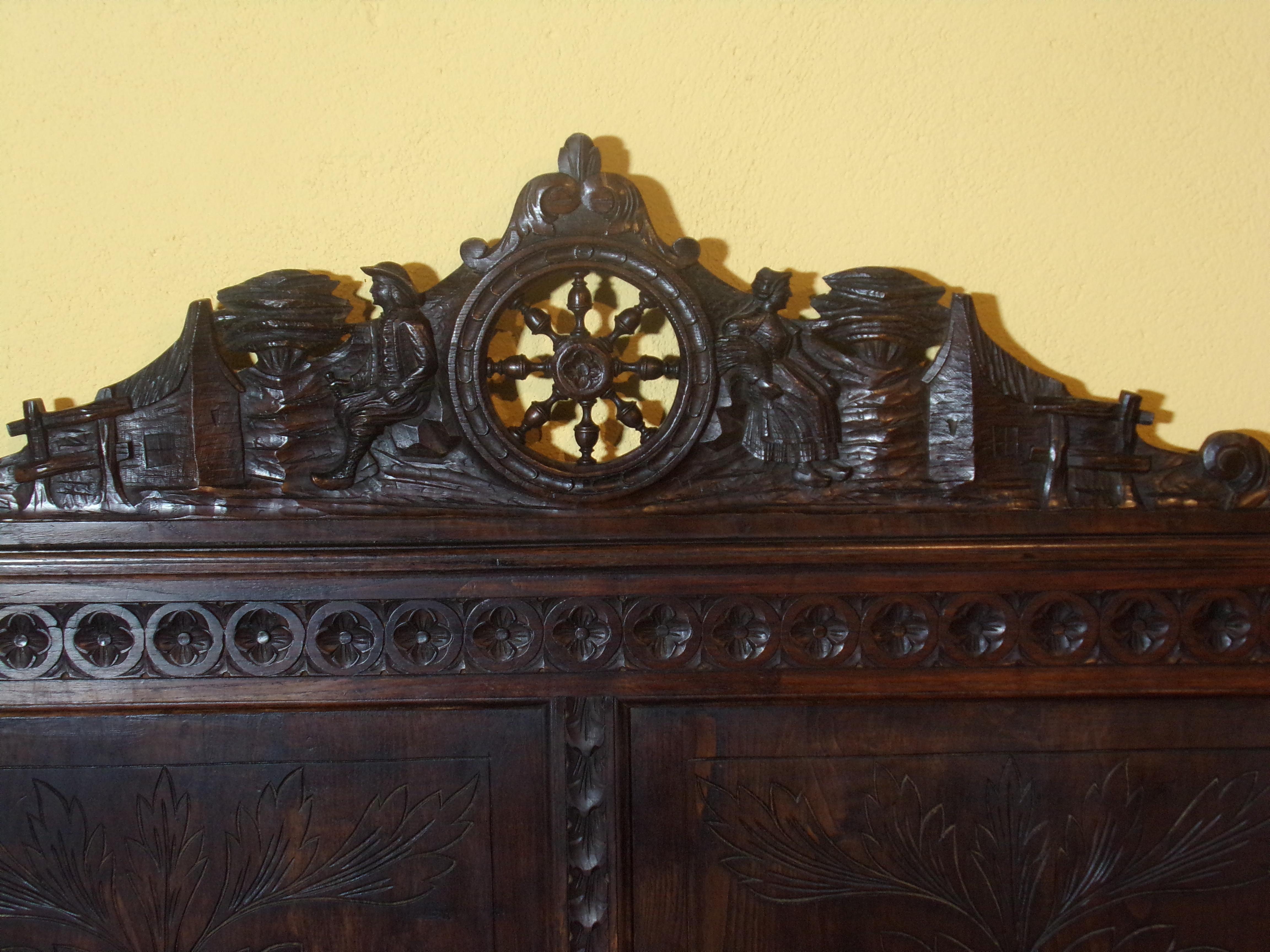 Other Breton Carved Double Bed, C1890 For Sale