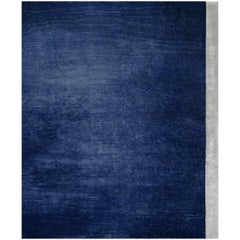 Breton Deep Blue - Contemporary Plain Hand Knotted Bamboo Silk Rug