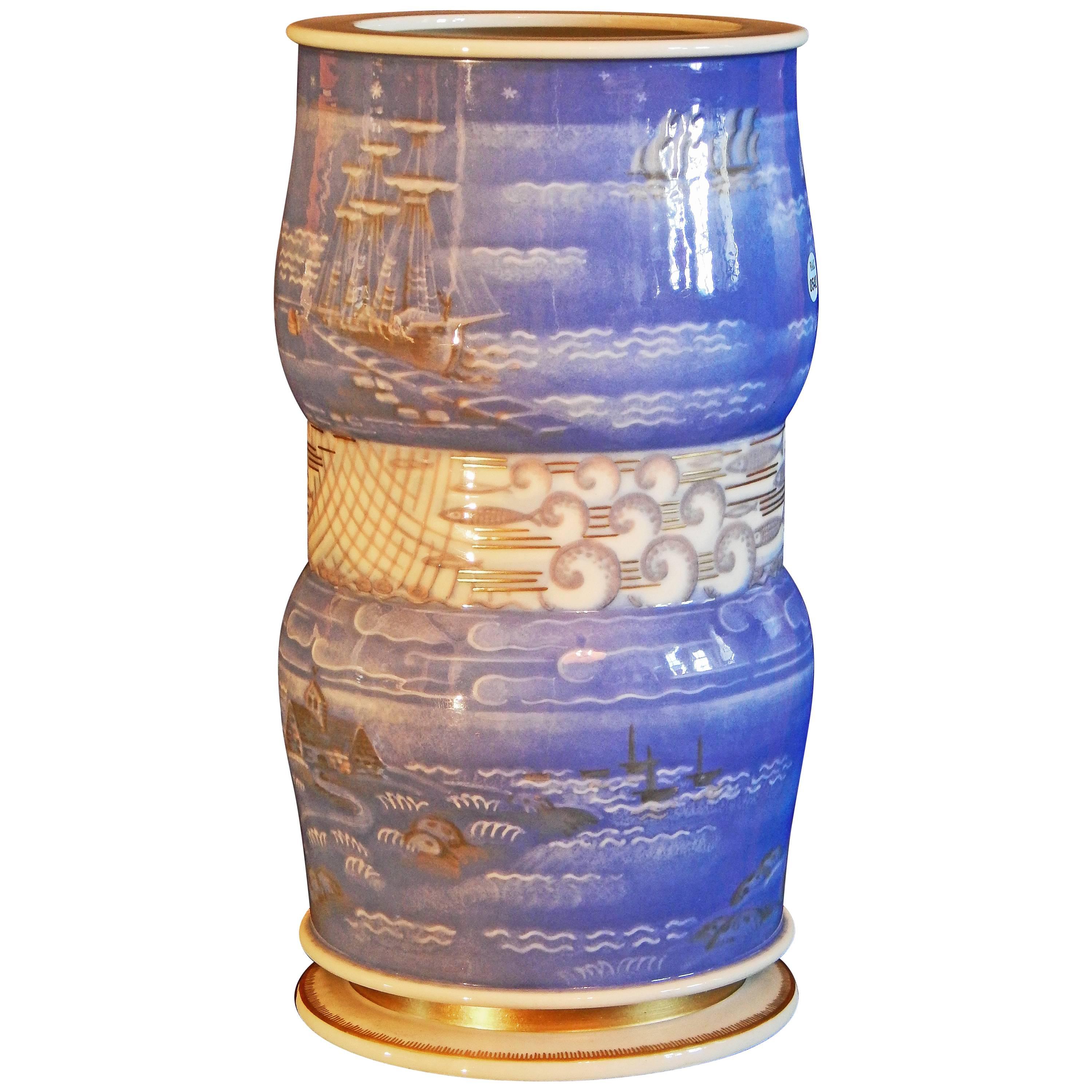 "Breton Fishing Village, " Masterpiece Art Deco Vase by Leduc for Sevres, 1934