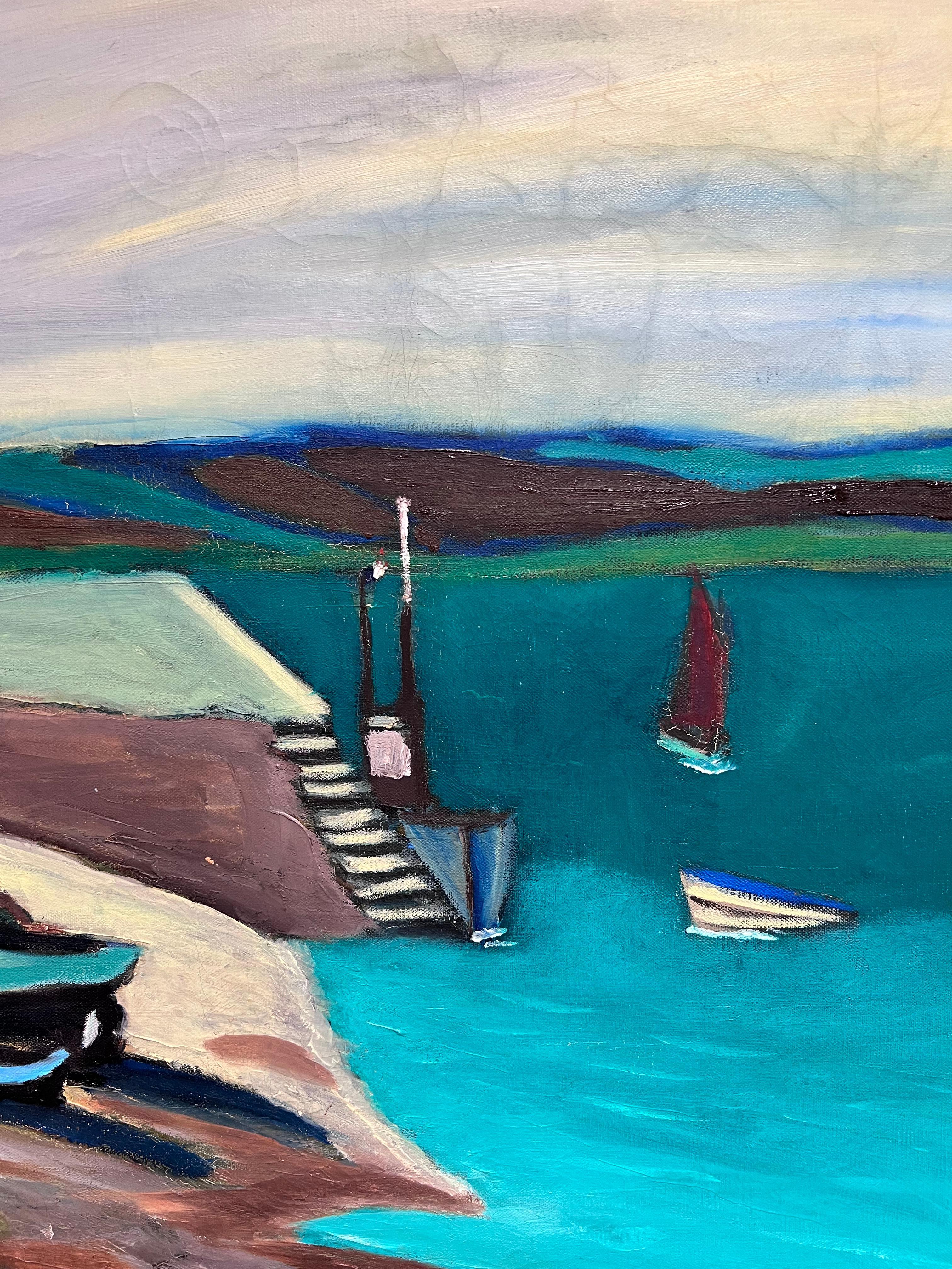 The Breton Fishing Village
French School, mid 20th century
oil painting on canvas, framed in original French frame
framed: 25.5 x 45.5 inches
canvas: 29 x 40 inches
Provenance: private collection, Brittany, France
Condition: very good condition