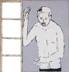 Jacob's Ladder - Painting, Bitument and roof paint on canvas
