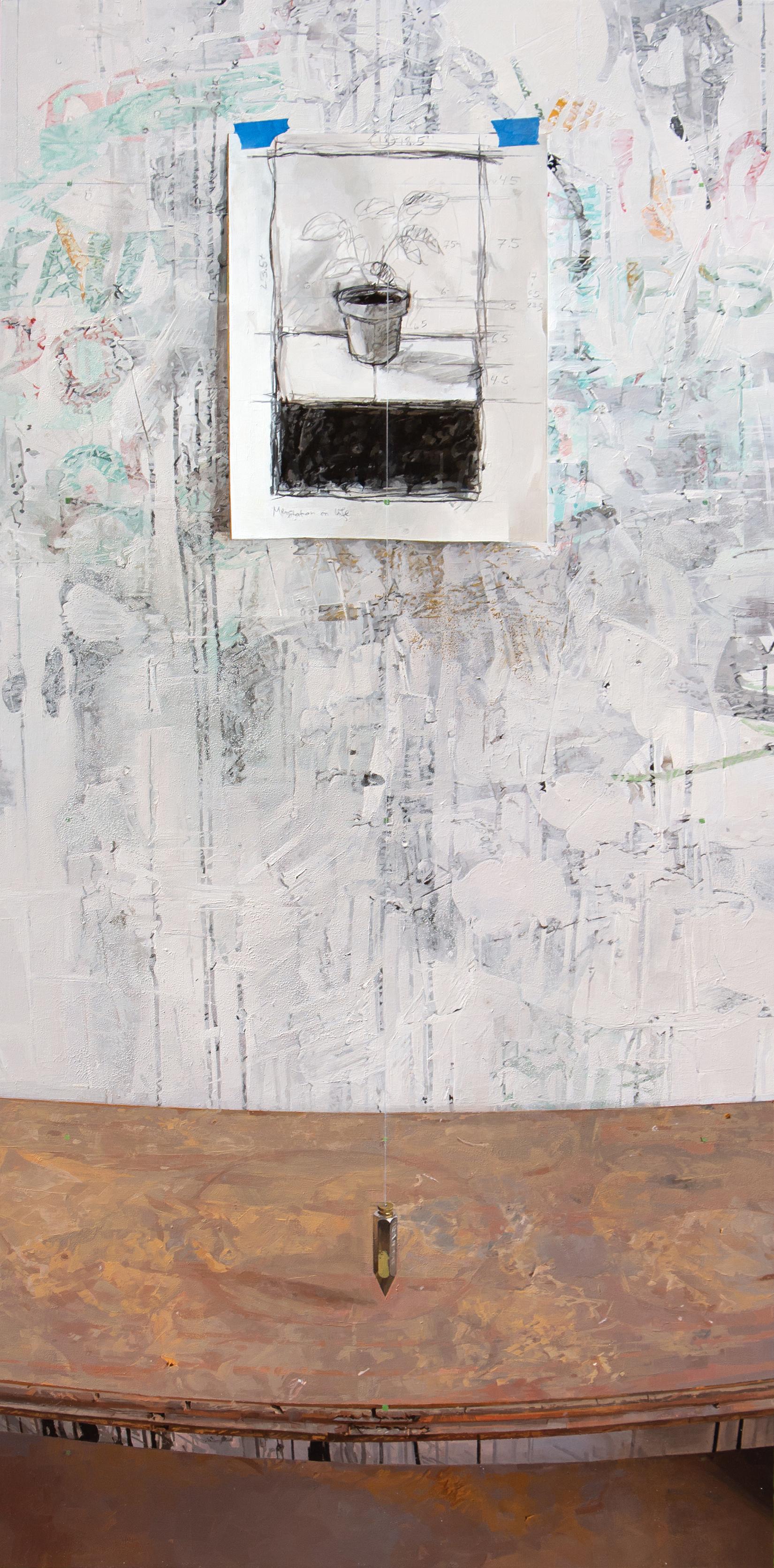 Elly's Drawing - Studio Wall Painting Art Table Interior Plant Drawing, 2015