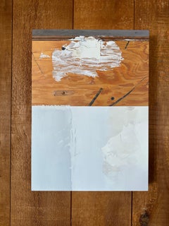 Parche - Pintura blanca sobre tablero de madera veteado marrón dorado, 2020