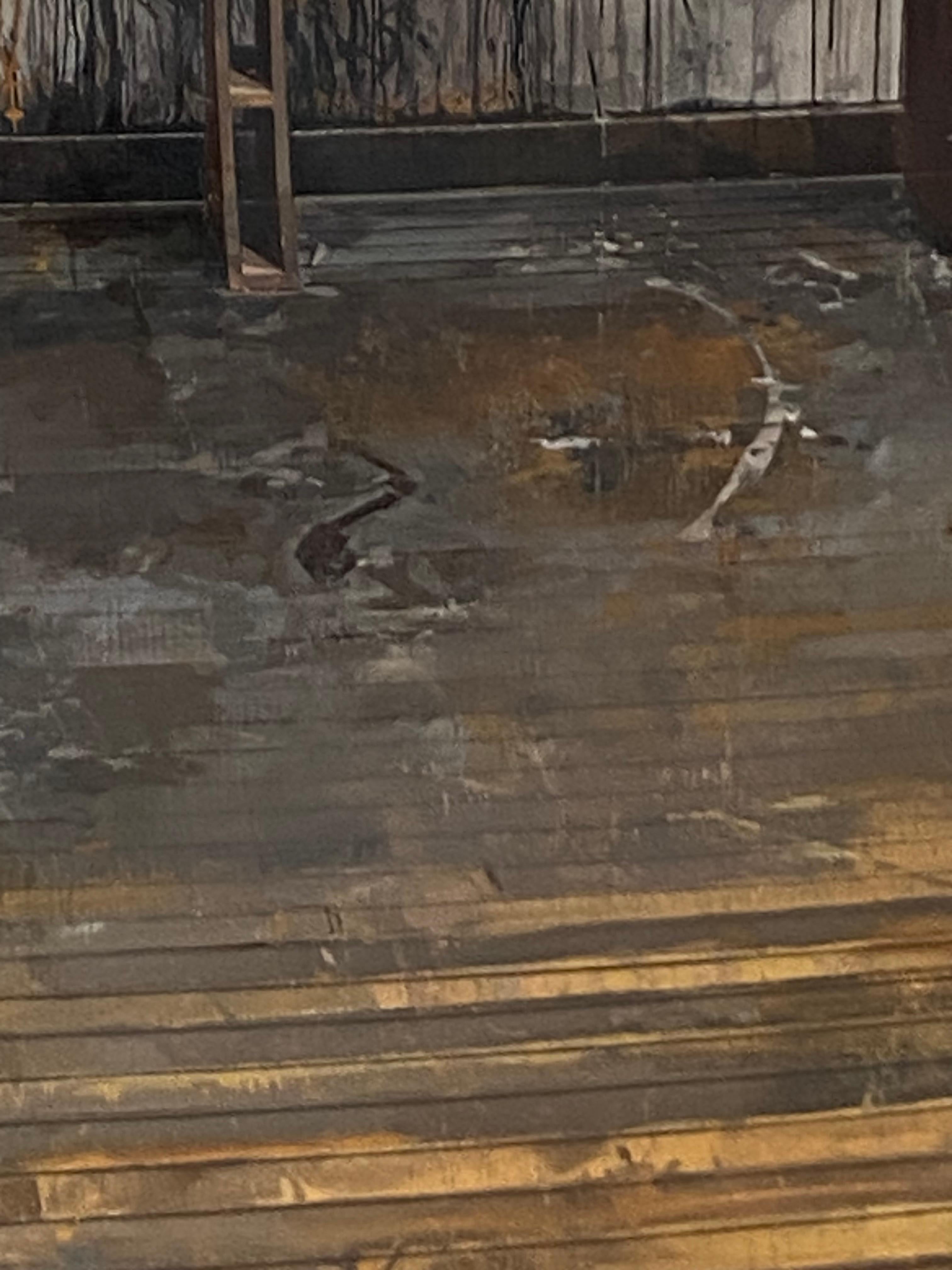 Due tavoli - Studio Contemporary Interior Golden Wood Floor Wood Table, 2017 in vendita 7