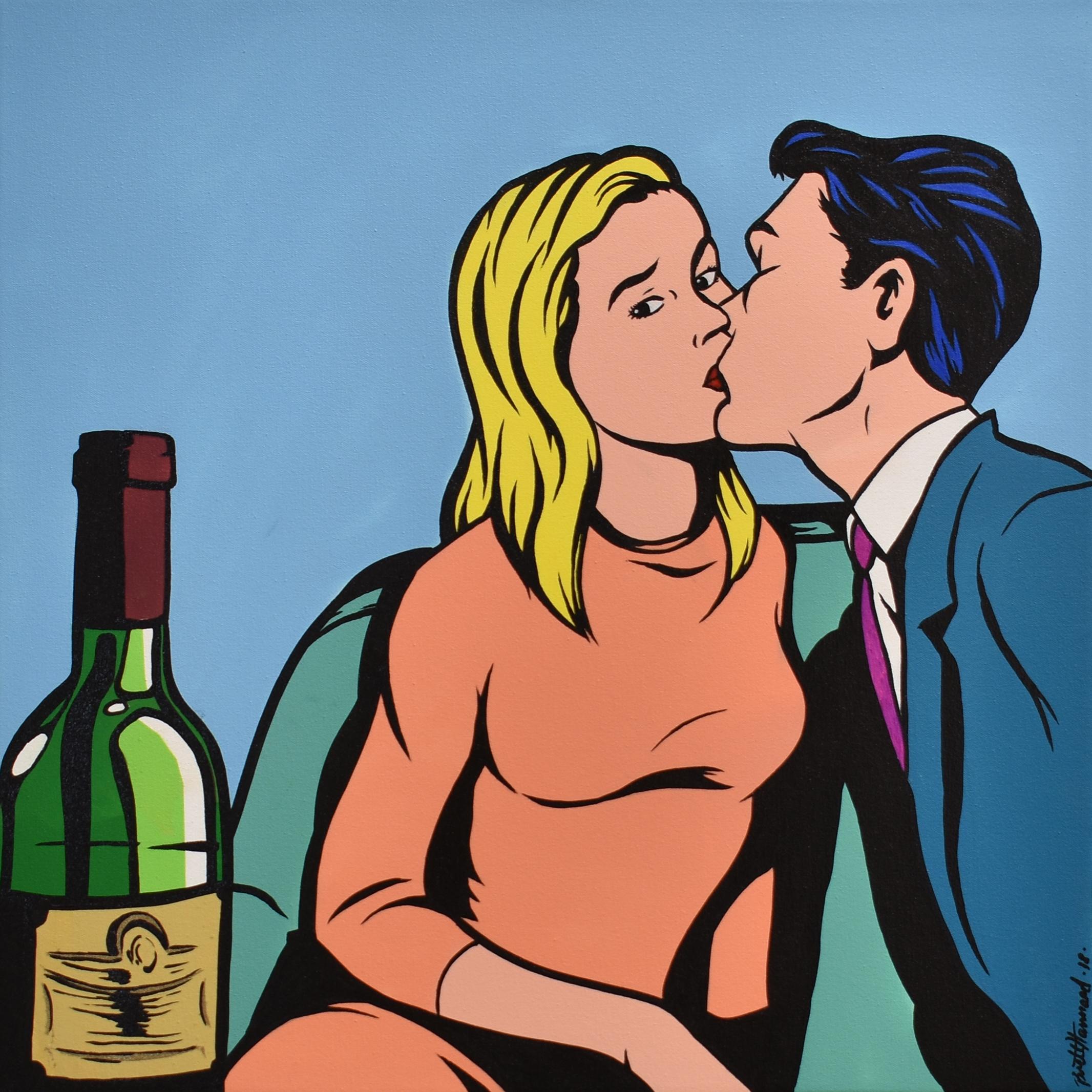 Brett Hammond - Pop Art Figurative Painting - Let's Not Wine About Her Priorities