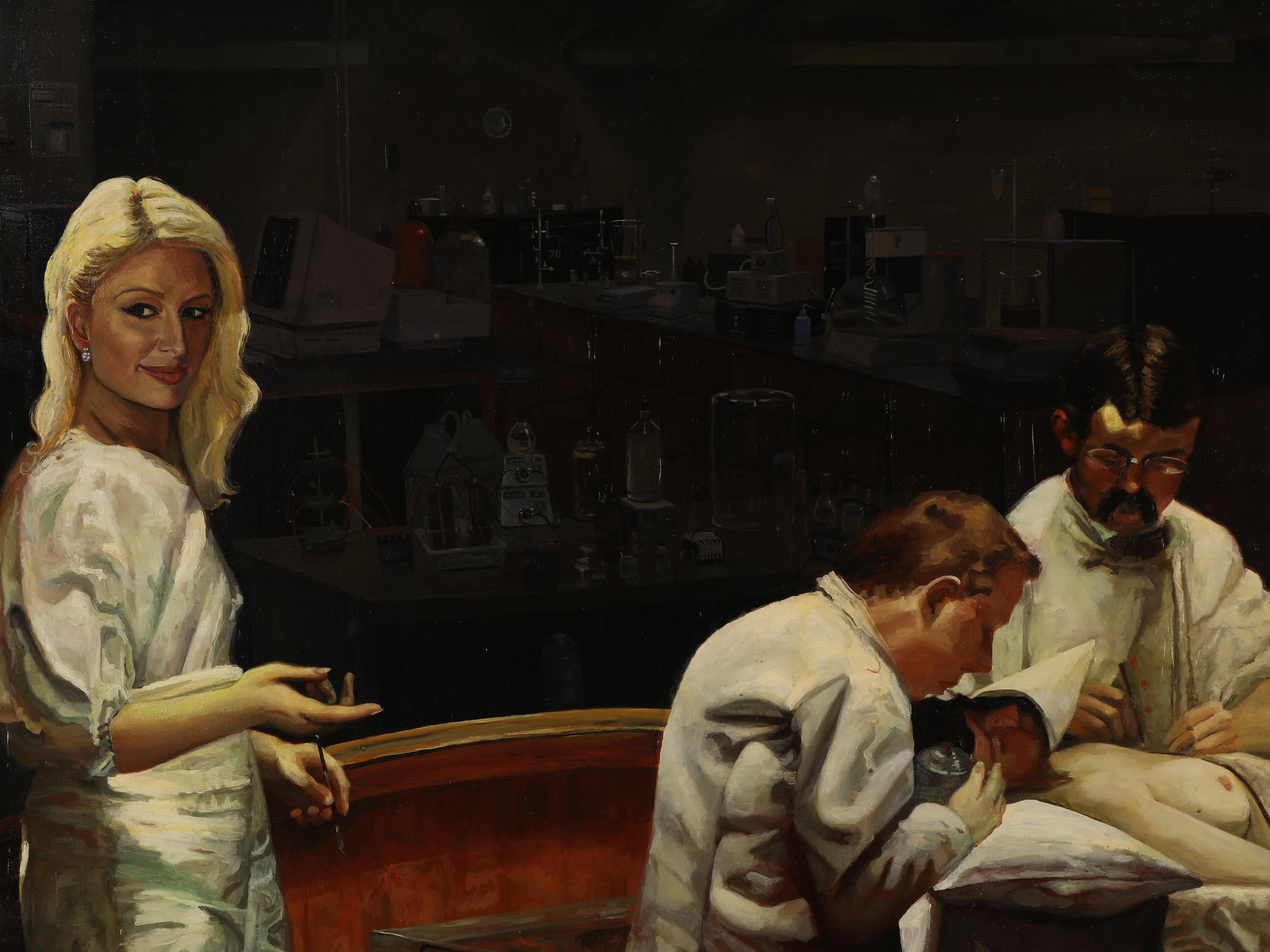 Hilton Curare il cancro presso i Centri per il controllo delle malattie (CDC) - Figurative Painting Nero di Brett Osborn