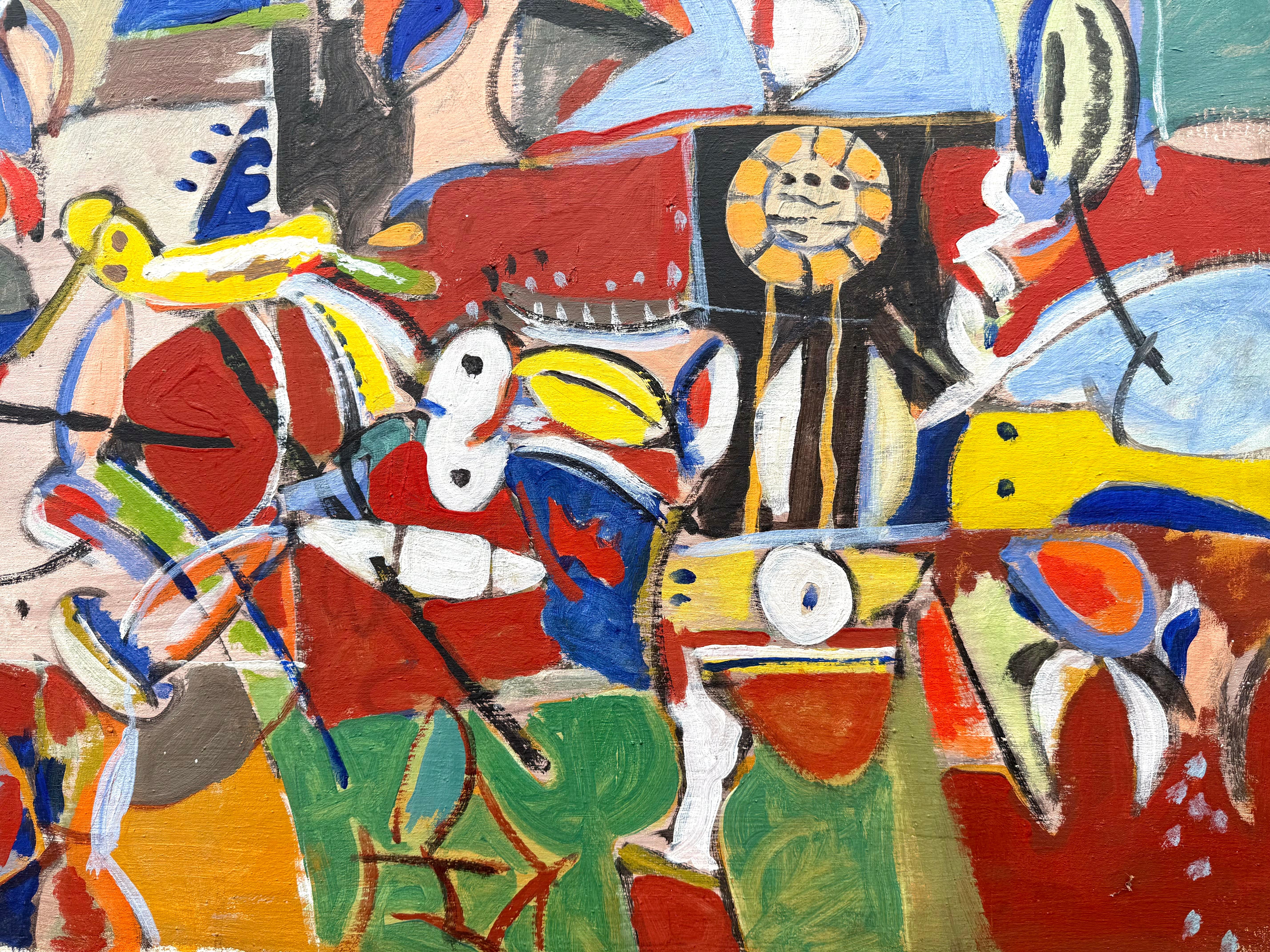 Original acrylic paint on canvas abstract painting attributed to the hand of the well known American artist, Brett Taylor. Circa 1967.  Condition is very good. Presently unframed. Framing options are available.  Artist printed name verso with old