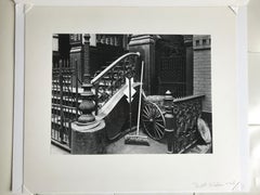 Stairway & Broom, New York Steps 1945 Vintage Photograph