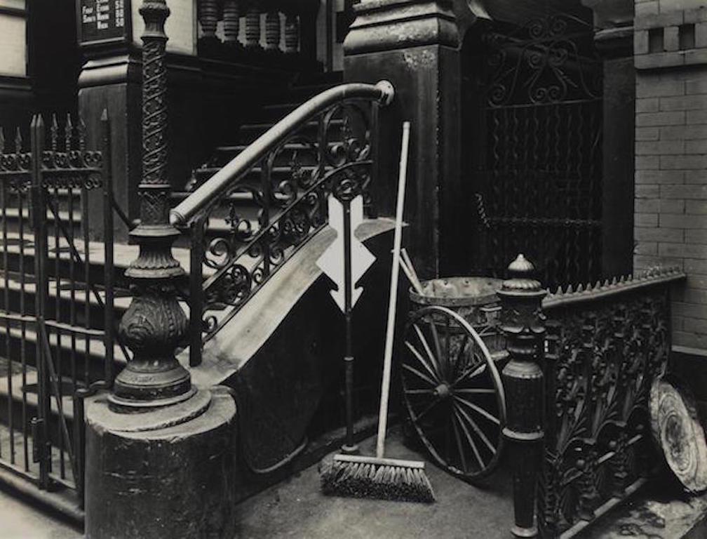 Brett Weston Landscape Photograph - Stairway & Broom, New York Steps 1945 Vintage Photograph