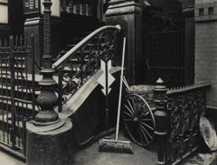 Stairway & Broom, New York Steps 1945 Vintage Photograph