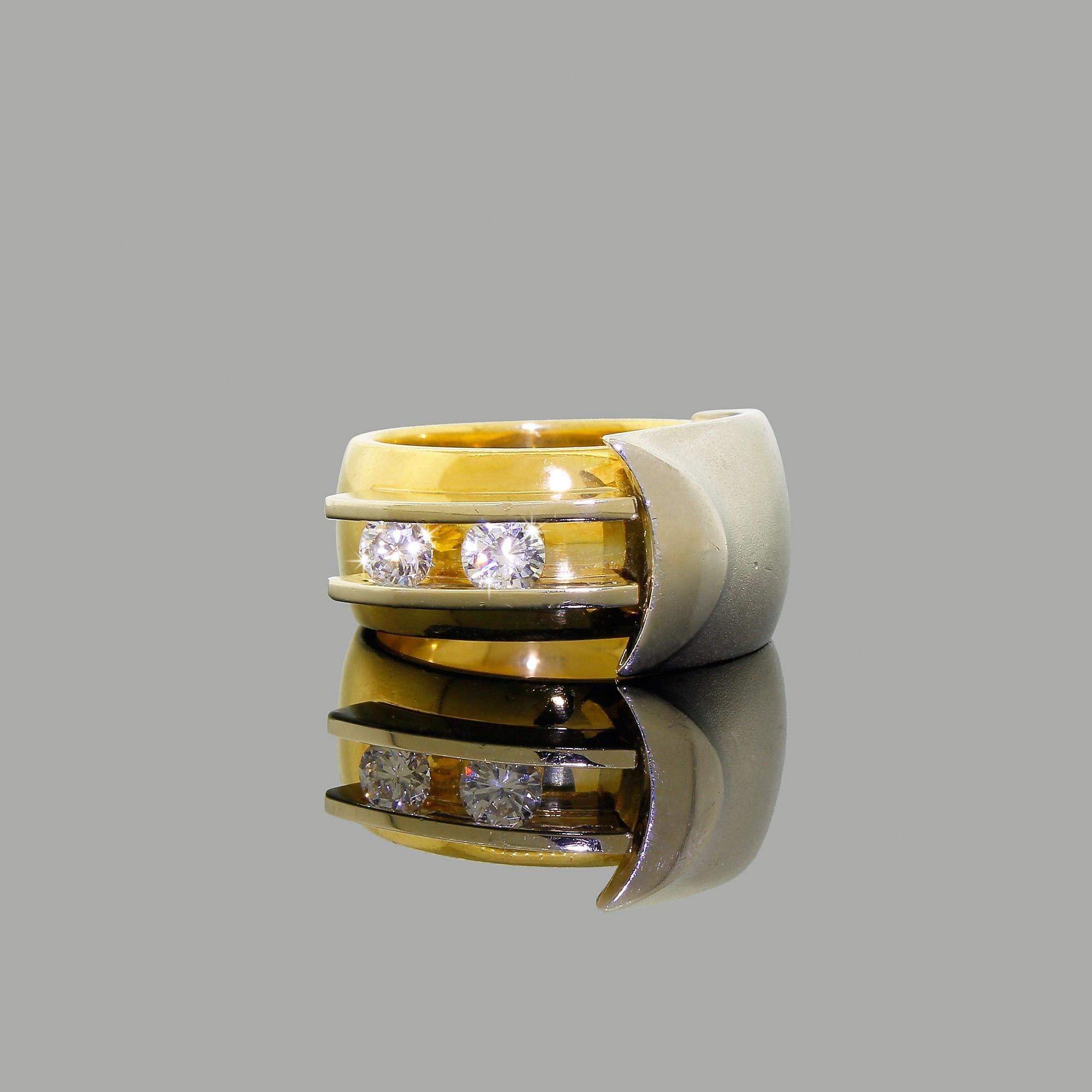 Bretterbauer Modernist Moving Diamonds 18k 750 und Platin 950 Ring 22 Gramm (Moderne) im Angebot