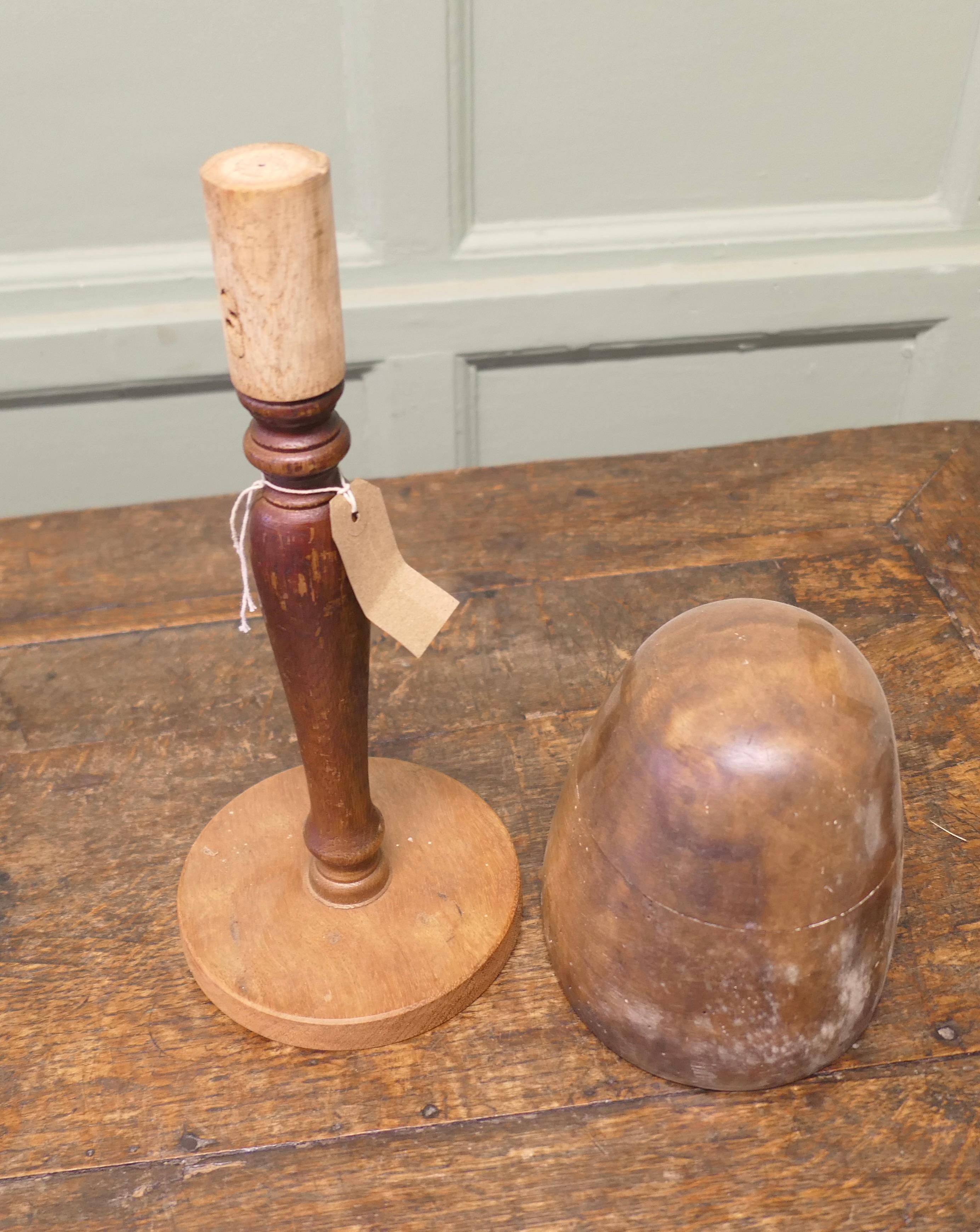 Bretton Oak and Walnut Milliners Hat Form For Sale 1