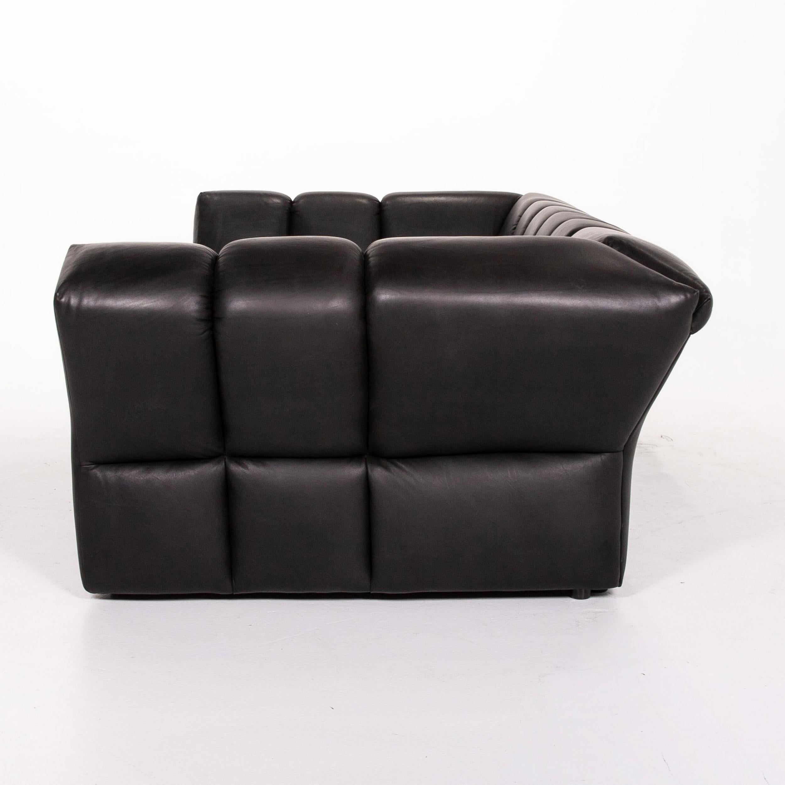 Bretz Chocolat Leather Sofa Black Four-Seat Couch 4